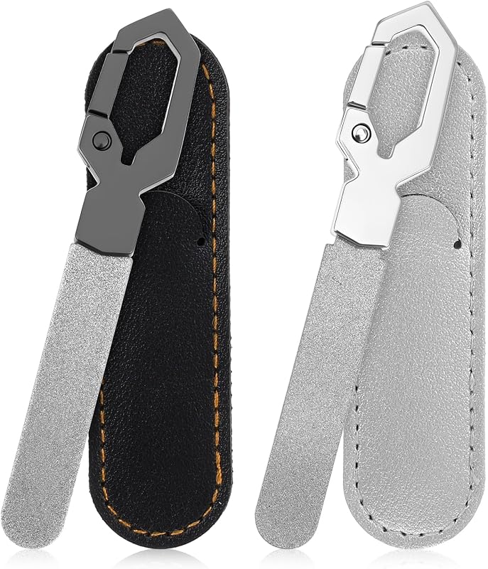 2-Pack Small Nail Files Stainless Steel - Double Sided Metal Nail File for Women & Men with PU Case