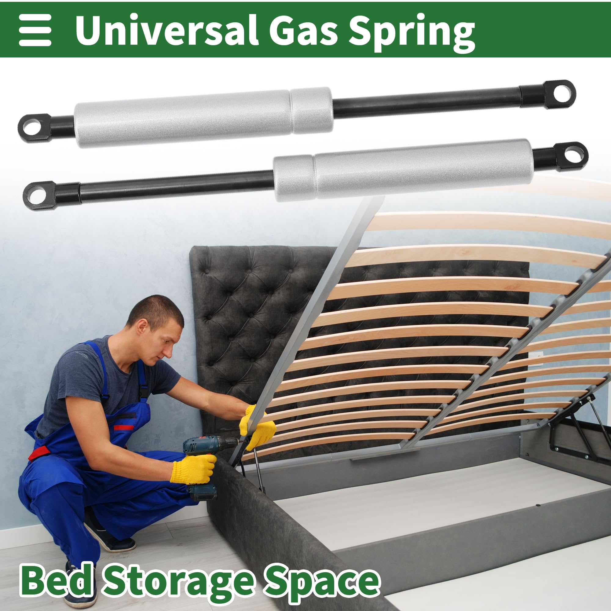 A ABSOPRO 250mm/9.84", Pistoni a Gas 700N Molle a Gas in Acciaio al Carbonio Tono Argento 2 Pz RV Auto Cofano Attrezzi Scatola Coperchio Armadio Porta Coperchio