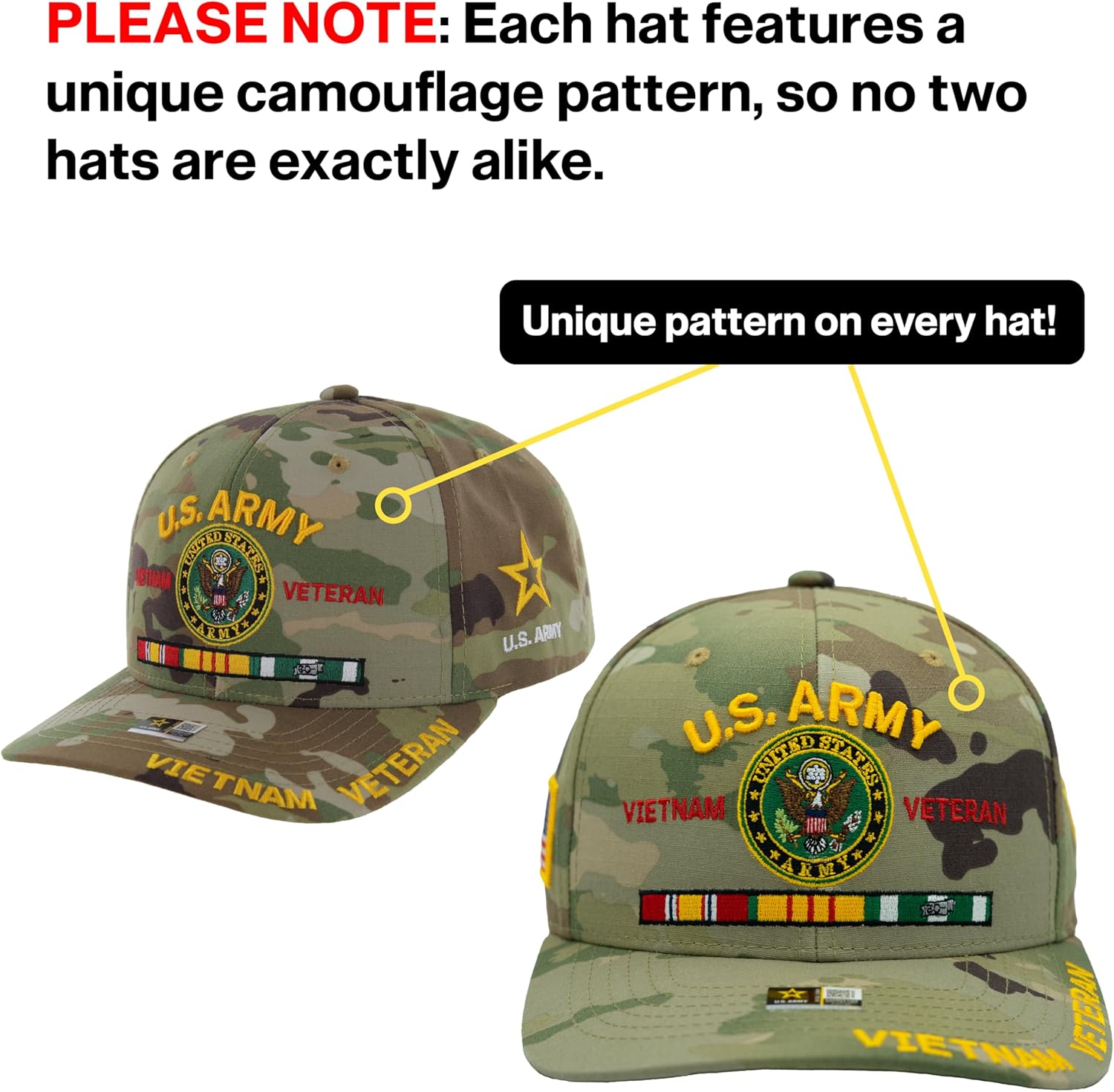 Vietnam Veteran Hat US Army Official Licensed Army Veterans Embroidered Adjustable Military Baseball Cap for Men Tactical - Image 7