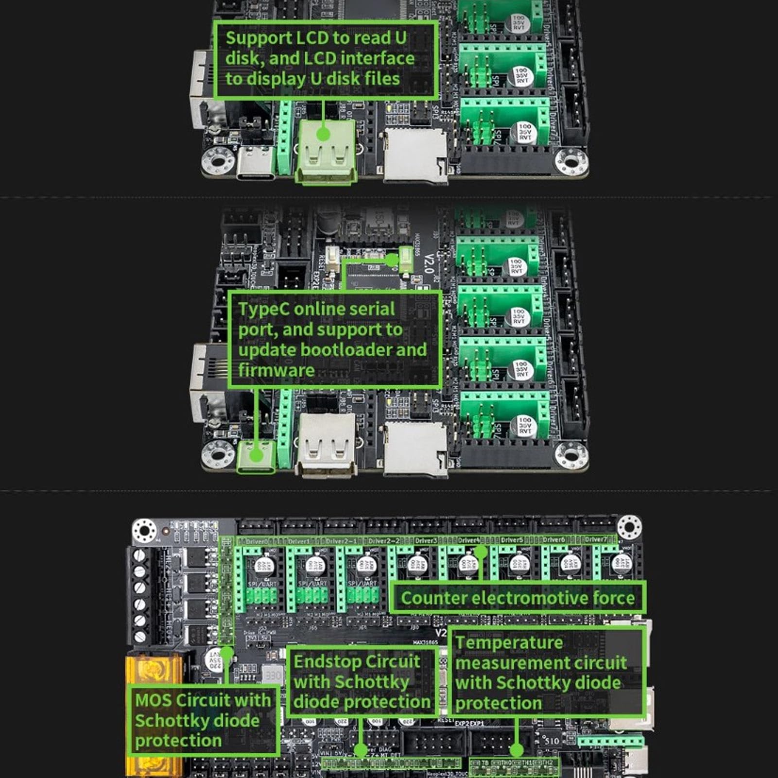 Walfront Ulepszona Płyta Sterująca MKS V2 32 Bit z Ekranem Mini12864 LCD do