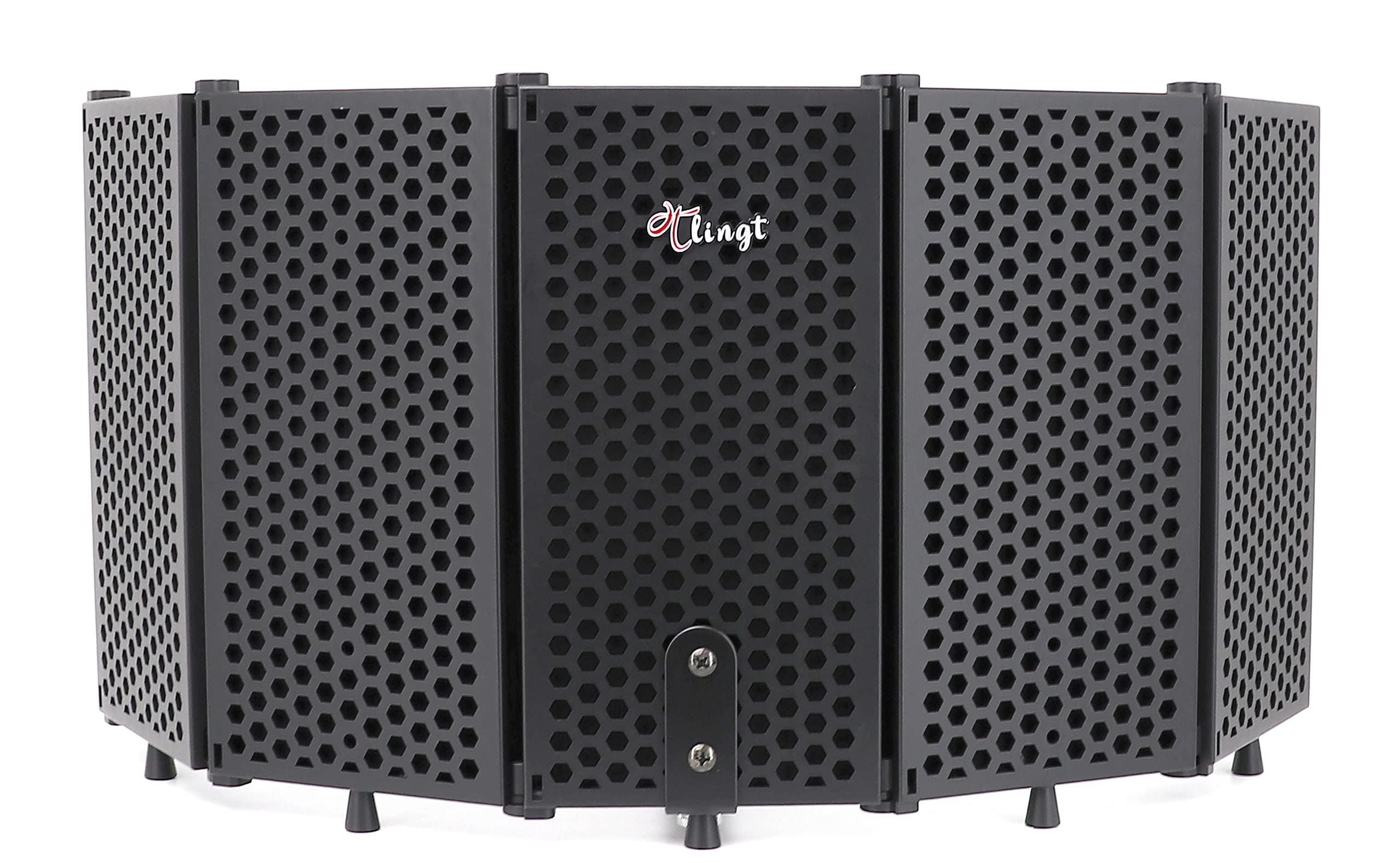 Tlingt Supporto Microfono Isolamento Shield, Scudo Acustico, Microfono di Registrazione Studio Pannello Isolamento Sia per Supporto Supporto o Piano Tavolo Nero, 5 Pannelli