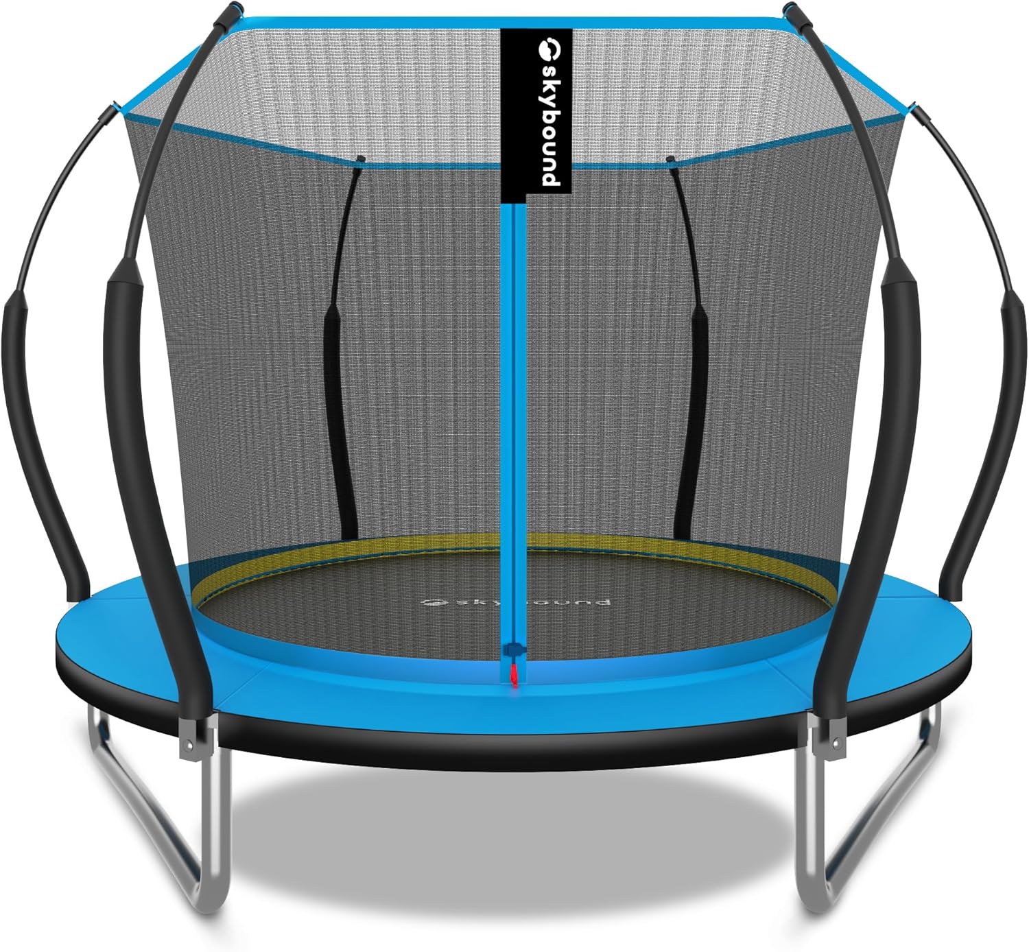 (similar to stock incomplete missing hardware (8ft) skybound 6ft 8ft 10ft 12 ft 14ft trampoline with enclosure - recreational trampolines for kids and adults - patented fiberglass rods and smart zipper system zero gaps - astm approved - curved style 8ft blue