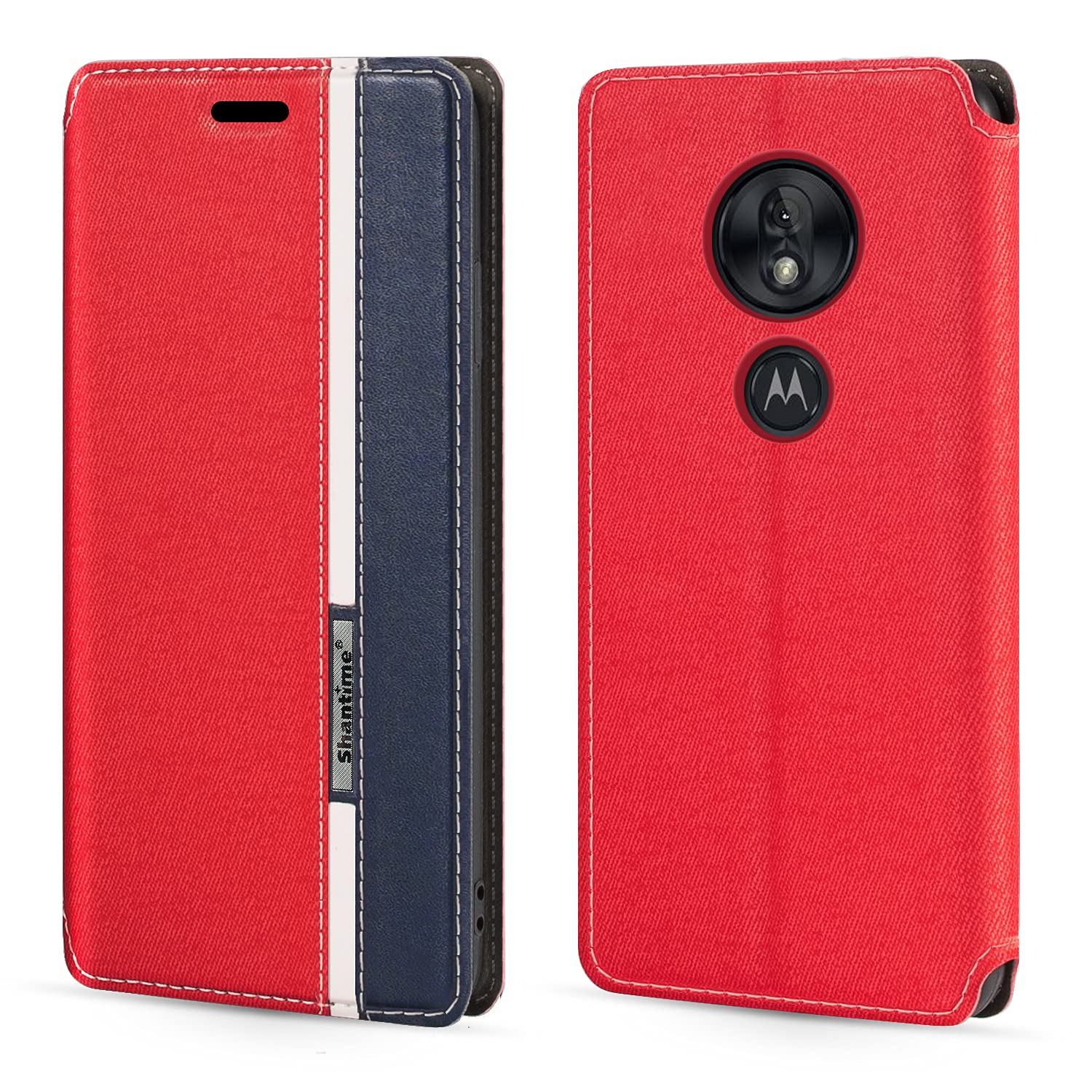 Suncase Custodia In Vera Pelle Per Motorola Moto G7 Play - Fatta A Mano - Chiusura Magnetica E Linguetta