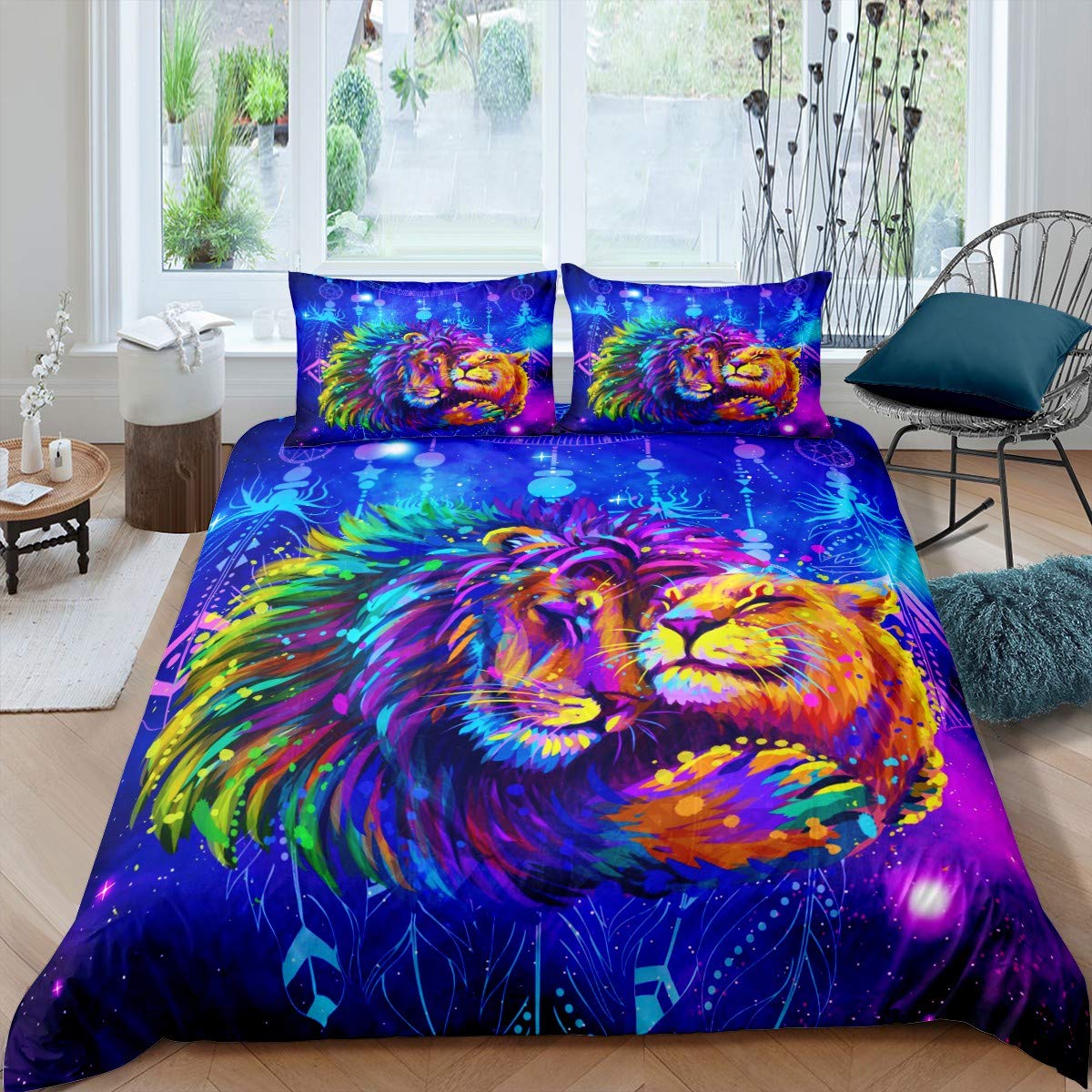 Housse de Couette Safari Lion pour Chambre Enfant et Adulte