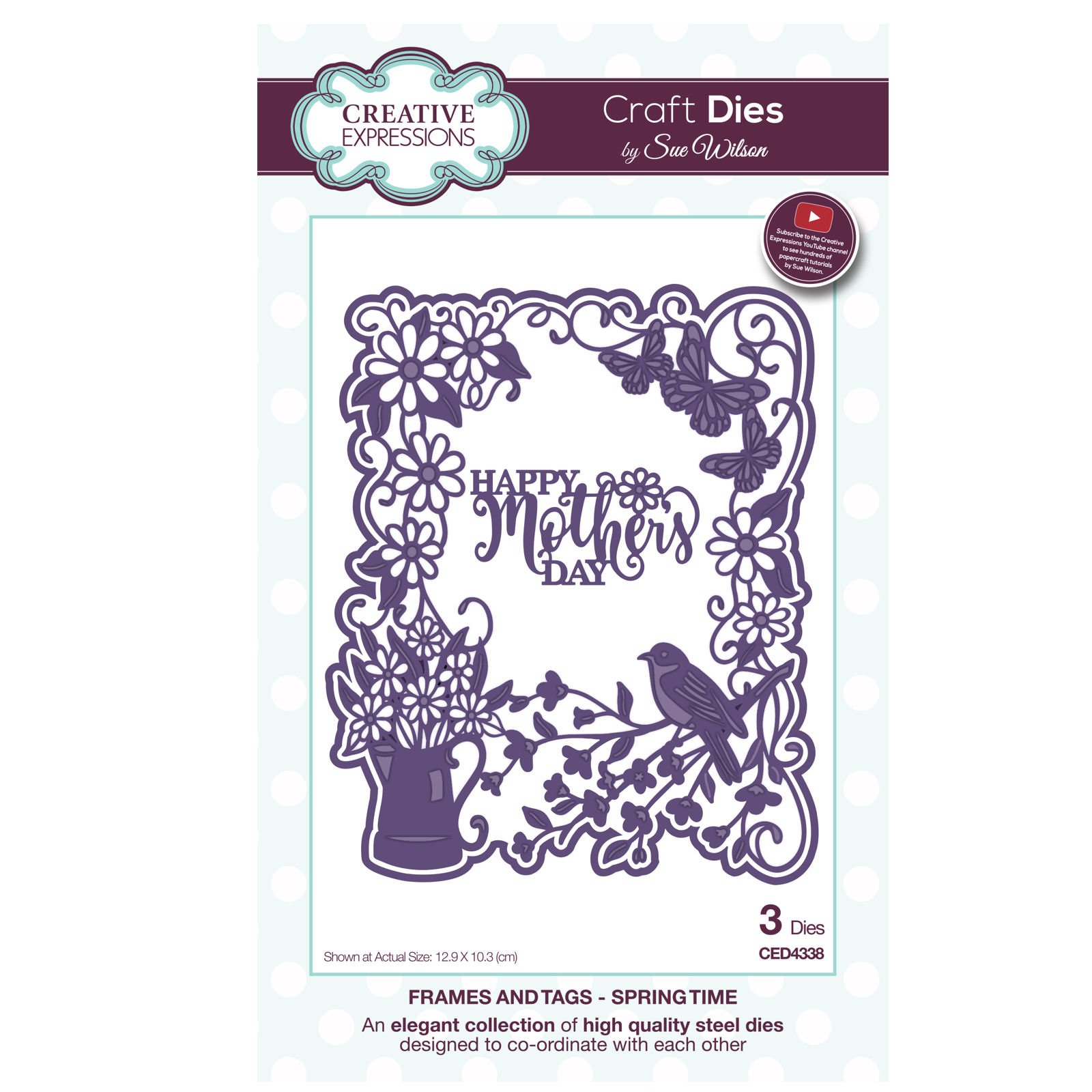 Sue WilsonFrames and Tags Collection Springtime Die, Metal, Silver, 25.5 x 16 x 0.8 cm