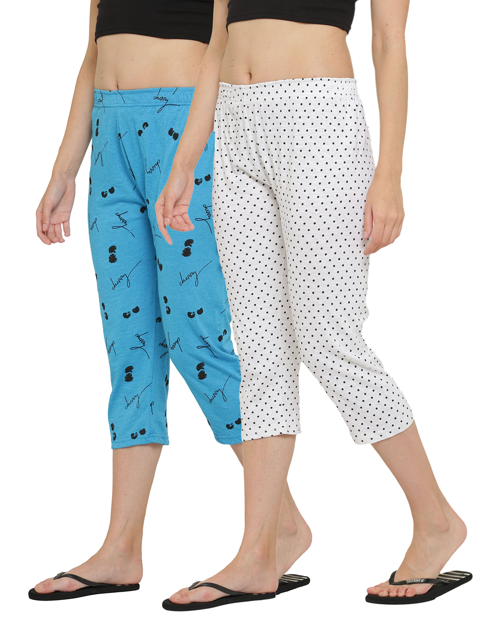 ddaspration Women Cotton Printed Capri with Elastic Waistband Combo-picture-36
