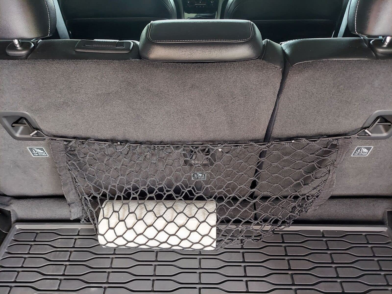 Trunk Rear Seats Organizer Cargo Net for Jeep Grand Cherokee L WL 2021-2025 – Envelope Style Cargo Net for SUV – Premium Mesh Car Trunk Organizer – Compatible with Grand Cherokee L WL