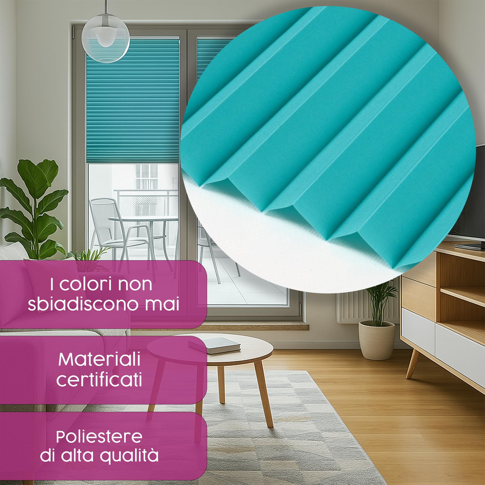 Concept Blinds Tende Plissettate Personalizzate con Foratura – Larghezza 40–200 cm, Altezza 20–260 cm – Su Misura per Finestre e Porte – Tende Premium XXL per Grandi Spazi