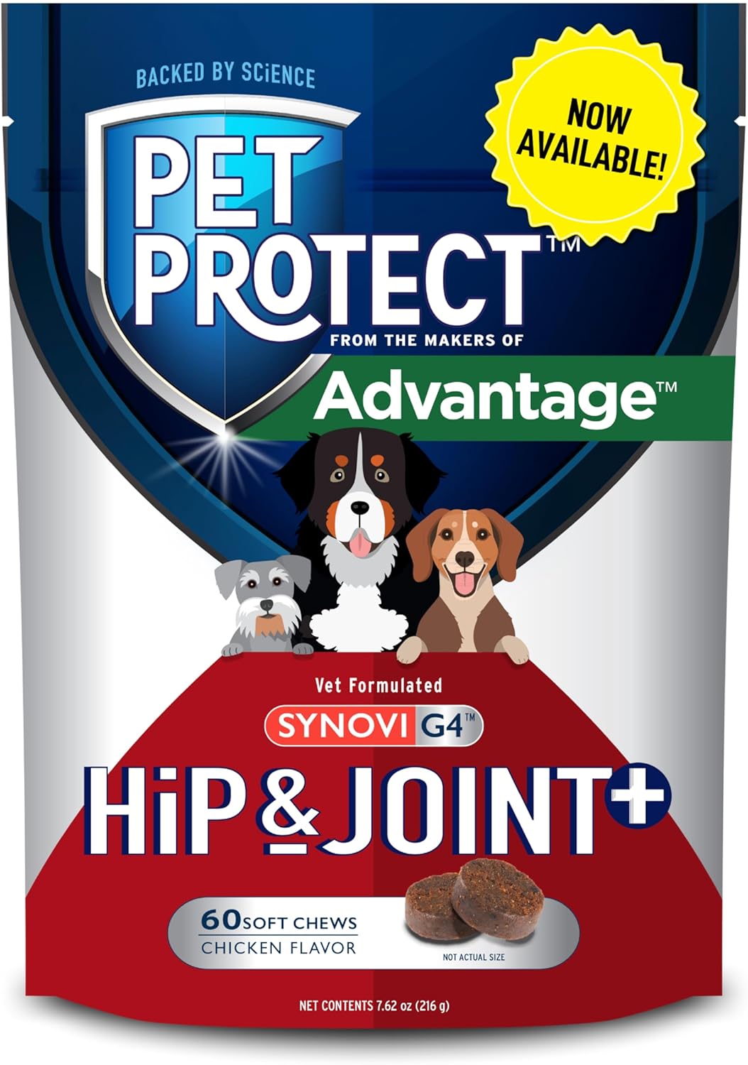 Pet Protect from The Makers of Advantage Vet-Formulated Hip & Joint+ Supplement for Dogs | 60 Chews Pet Protect from The Makers of Advantage Vet-Formulated Hip & Joint+ Supplement for Dogs | 60 Chews