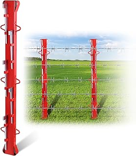 4ft Woven Wire Fence Stretcher Bar with 5 Wedges - Heavy-Duty Steel Fence Tensioner for Farm, Garden & Ranch - Red Powder Coated, Rust-Resistant, Easy to Install