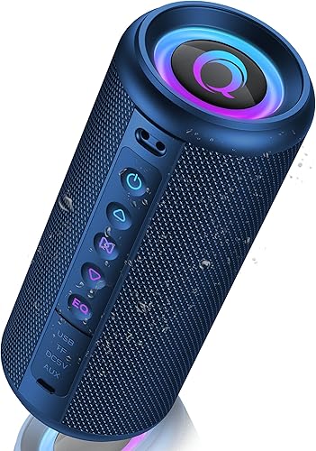 Portable Bluetooth Speaker, 2026 Bluetooth 5.4 Wireless Speaker with 20W HD Loud Stereo Sound, 20H Playtime, LED Lights, IP7, TWS Pairing, Built-in Mic, for Outdoor, Home, Beach, Party, Gift, Blue