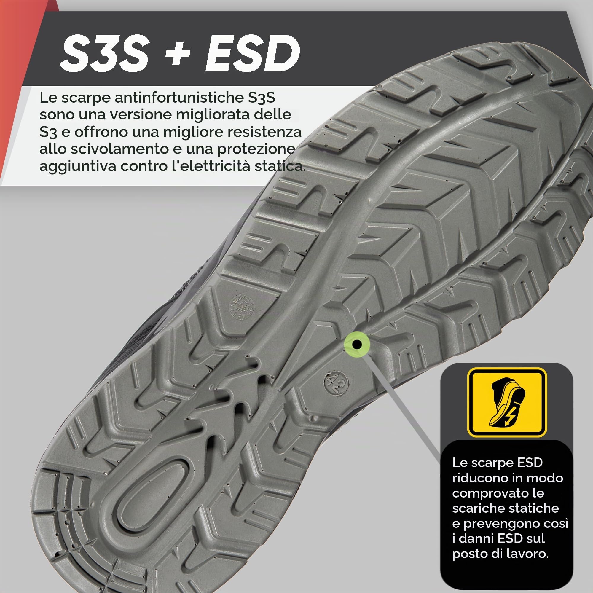 BWOLF S3S Scarpe Antinfortunistiche Uomo S3 da Materiale Innovativo, Impermeabili, 4x4 Grip Tech, Suola Ergo ESD