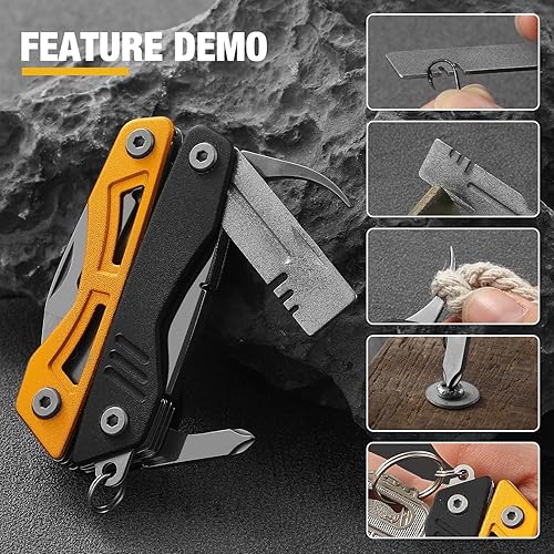 Miniatura 4 de VIRENKNIFE Multiherramienta, alicates multiherramienta de acero inoxidable 13 en 1 con cuchillo de bolsillo, abridor de botellas, destornillador,