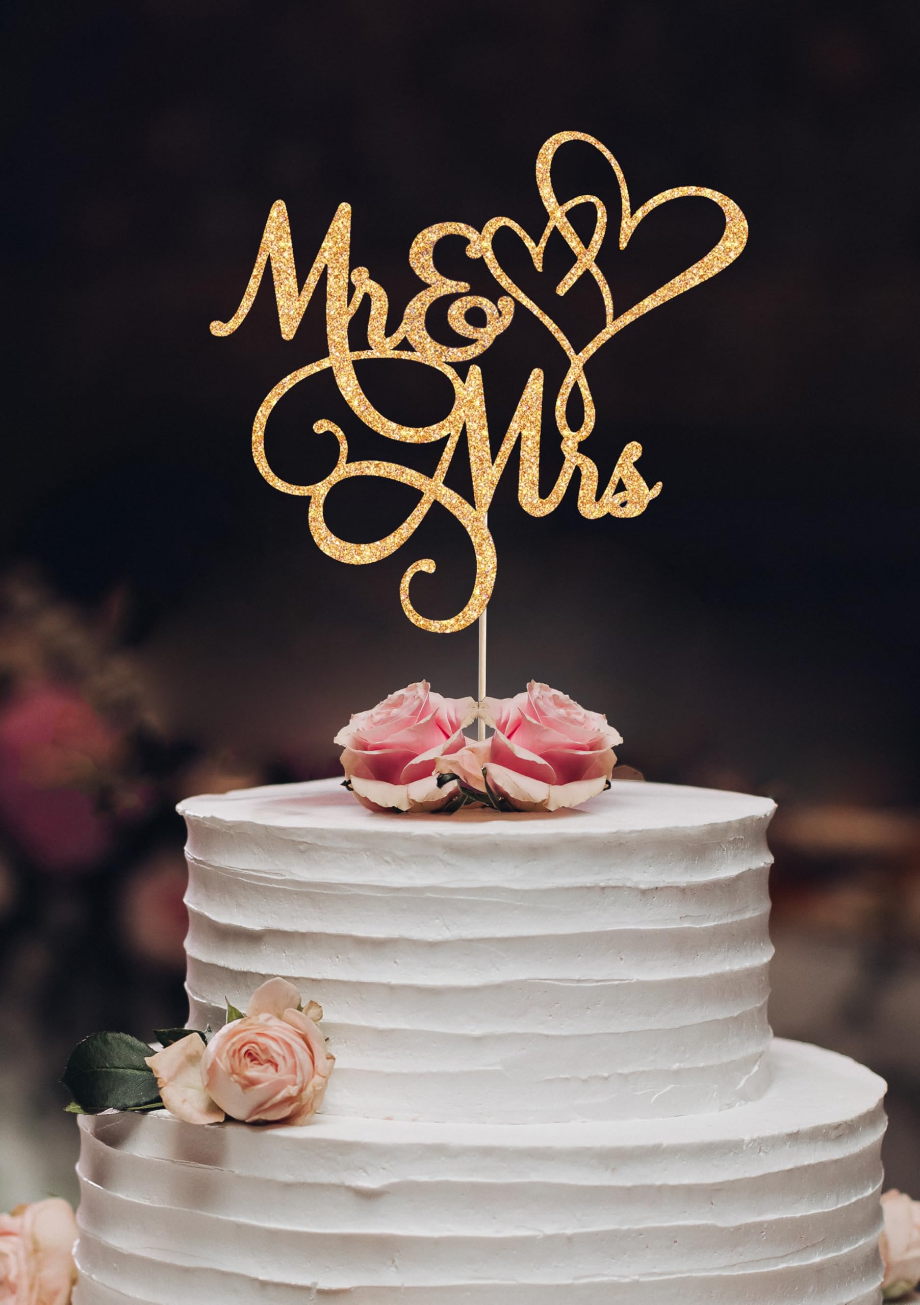 Mr & Mrs Cake Topper - Wedding Anniversary Cake Toppers Engagement Decorations,Bride and Groom Cake Toppers Golden Wedding Sign