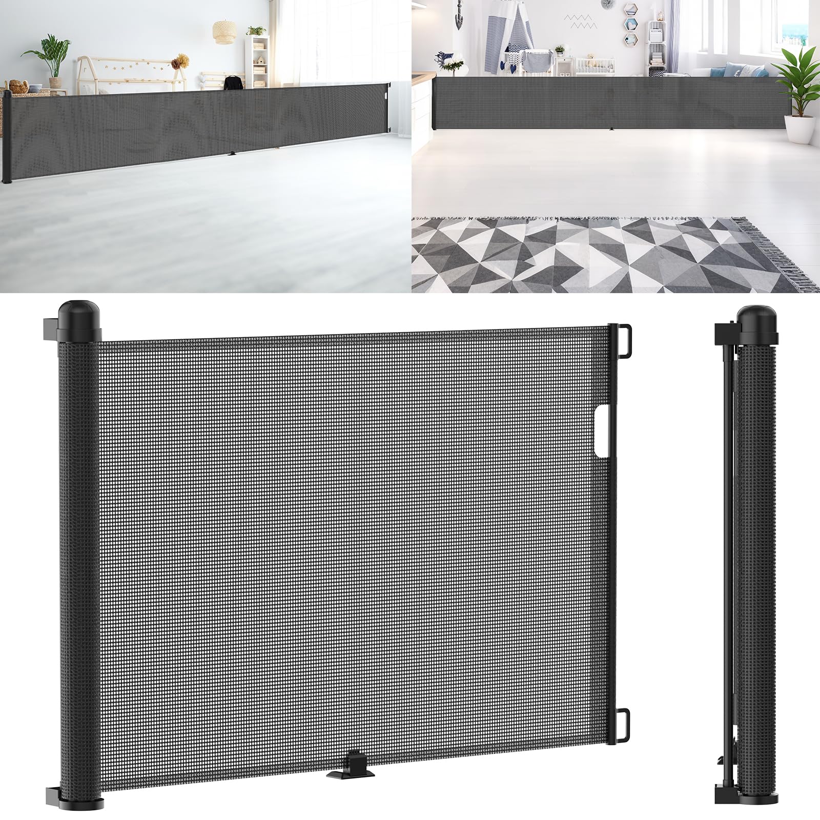 LARS360 Rejilla de protección para puerta extensible, 0-300 cm, estor protector de escaleras para bebés, puerta retráctil, barrera para perros, separador de seguridad para interiores y exteriores