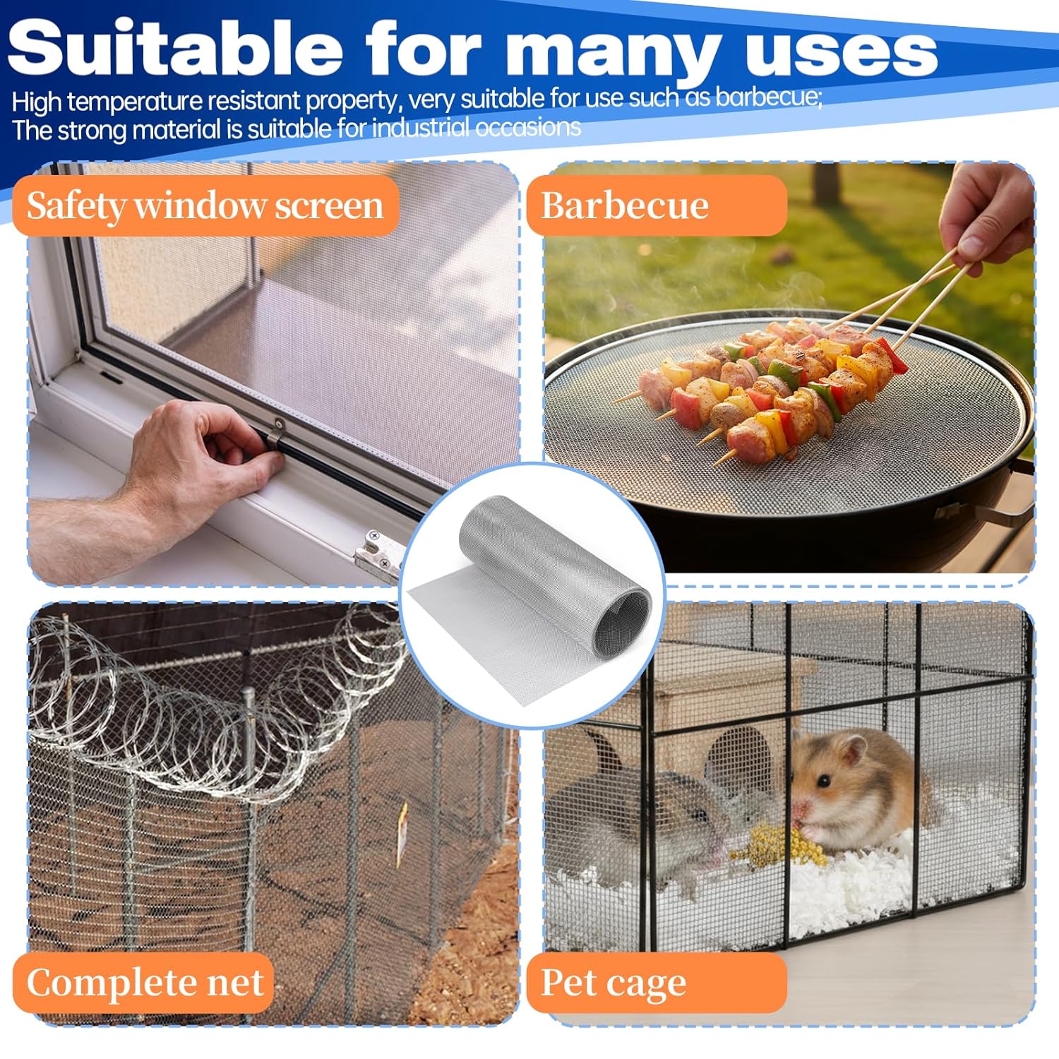 20 Mesh 304 Stainless Steel Wire Mesh Roll, 11.8'' x 118''(30cm x 300cm), Woven Fine Wire Meshes, Rust Free, Easy to Cut, Suitable for Cage, Vent, Garden, Window