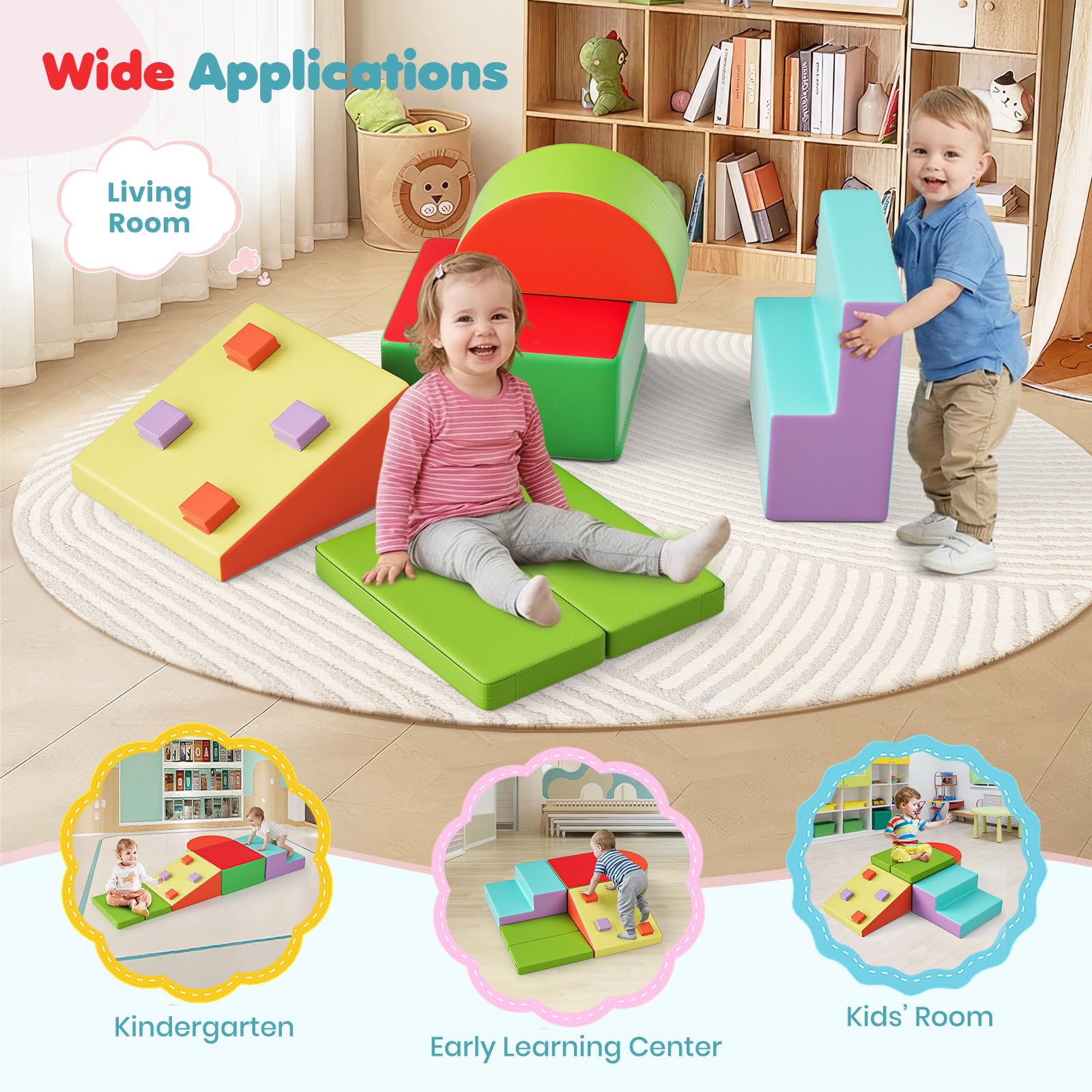 Bloques de construcción de espuma suave no tóxica para bebés, bloques de construcción blandos para interiores, bloques de construcción grandes, juguetes Montessori y túnel plegables para niños de 1 a