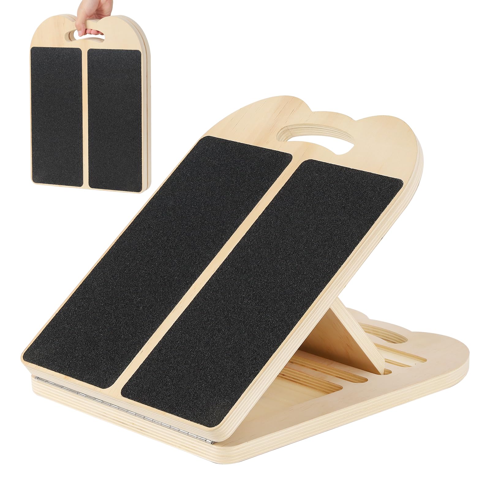 Osrioal Adjustable Calf Stretching Board, Wooden Slant Board, Incline Calf Stretch Board, Squat Wedge for Exercise and Flexibility Training Home, Gym