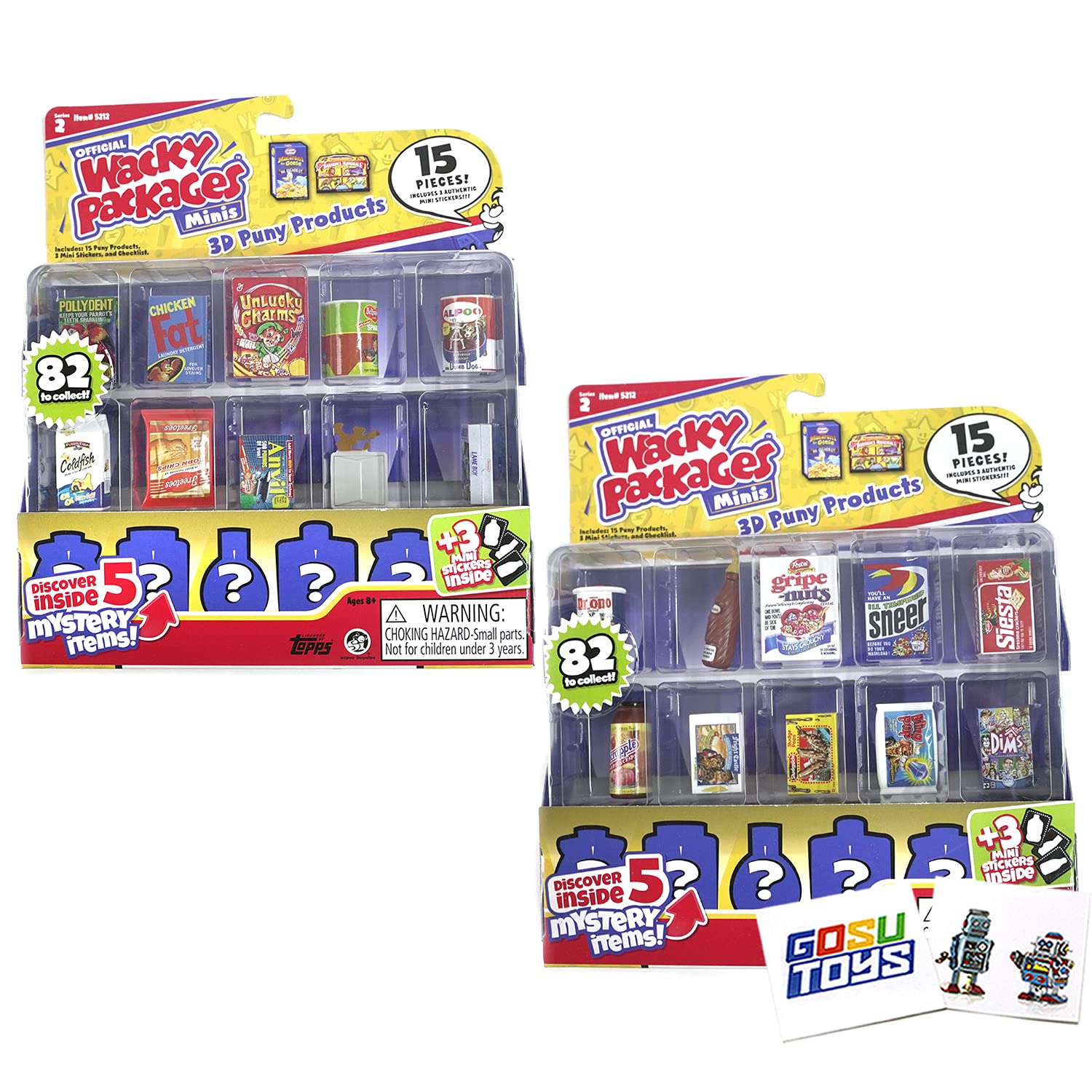 Wacky Packages Minis 15 Pieces (2 Pack) Series 2 with 2 Gosutoys Stickers