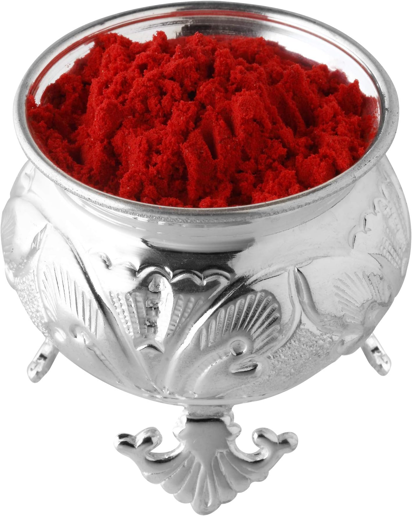 Silver Bowl for Kumkum, Haldi, Sindoor. Diwali & Home Pooja. Beautiful Engraving Design, Pure 925 Silver Article Hallmark Certified Gift for All Occasions