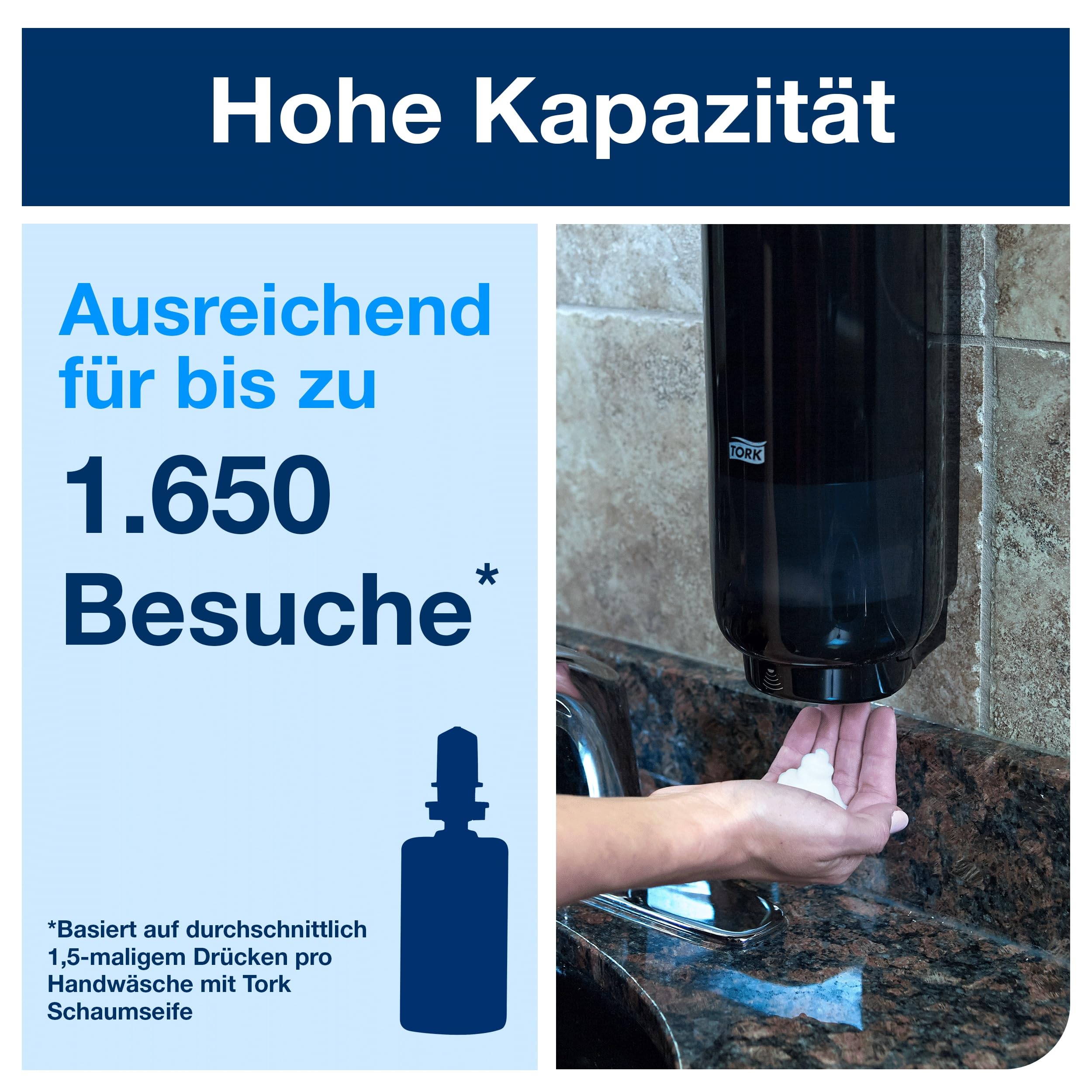 Tork Hautpflegespender Wandmontage mit Intuition Sensor Schwarz S4, für Flüssigseife, Schaumseife und Desinfektionsmittel, Elevation Linie, 561608 (x6)
