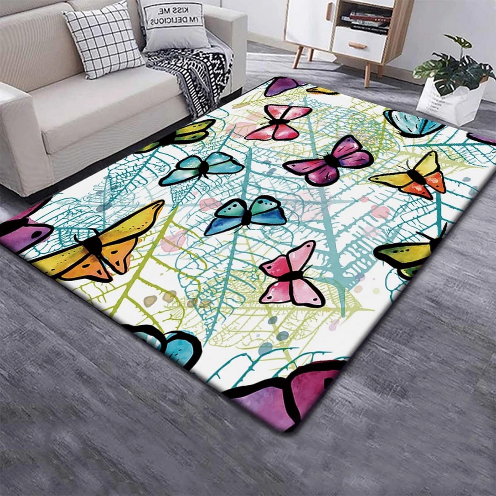Tapis anti-glisse papillon 3D pour sécuriser le salon et la chambre