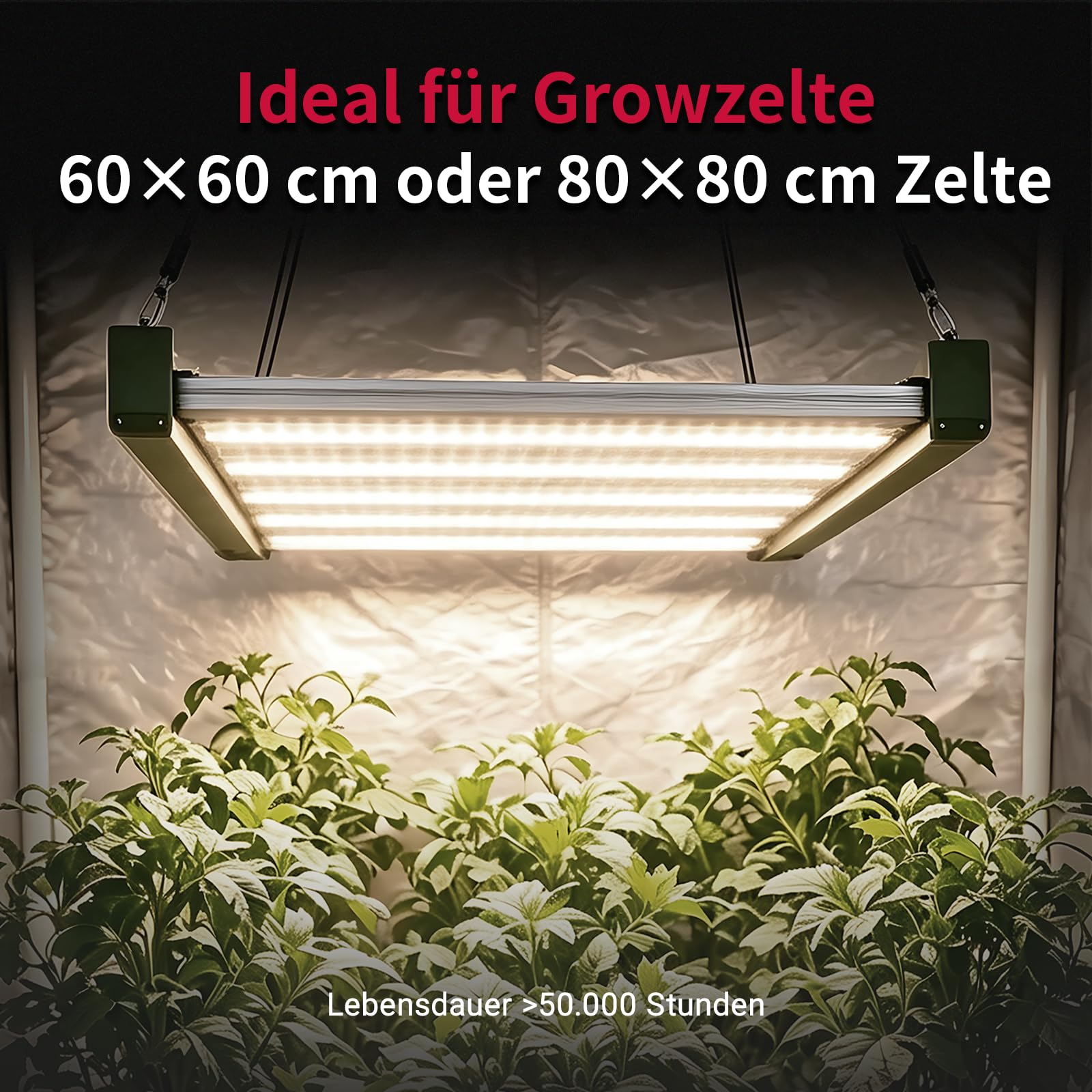 Lámpara LED de cultivo de 120 W, 3030, espectro completo IP65, para tienda de cultivo de 60 x 60 cm, 80 x 80 cm, atenuación 0% – 100% para plantas de interior, plántulas y flores, lámpara de