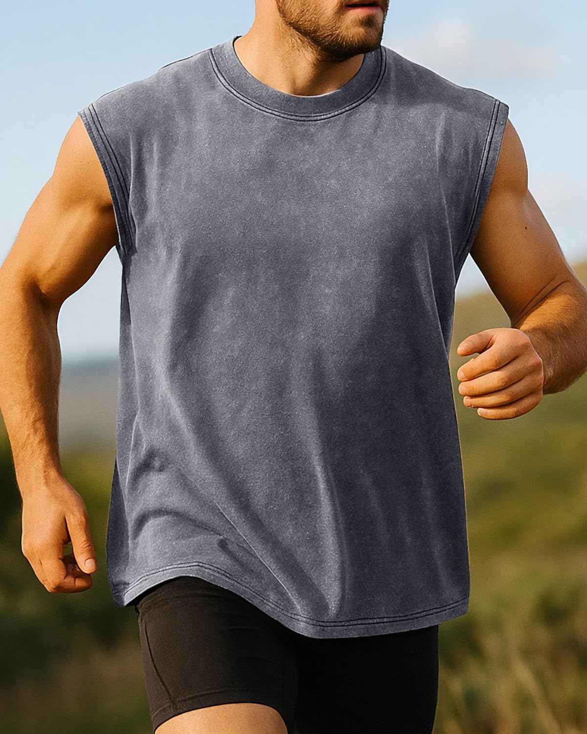 CHICGAL Mens Tank Tops Summer Sleeveless Muscle Shirts Cotton Loose Fit Tee Shirts - Image 2