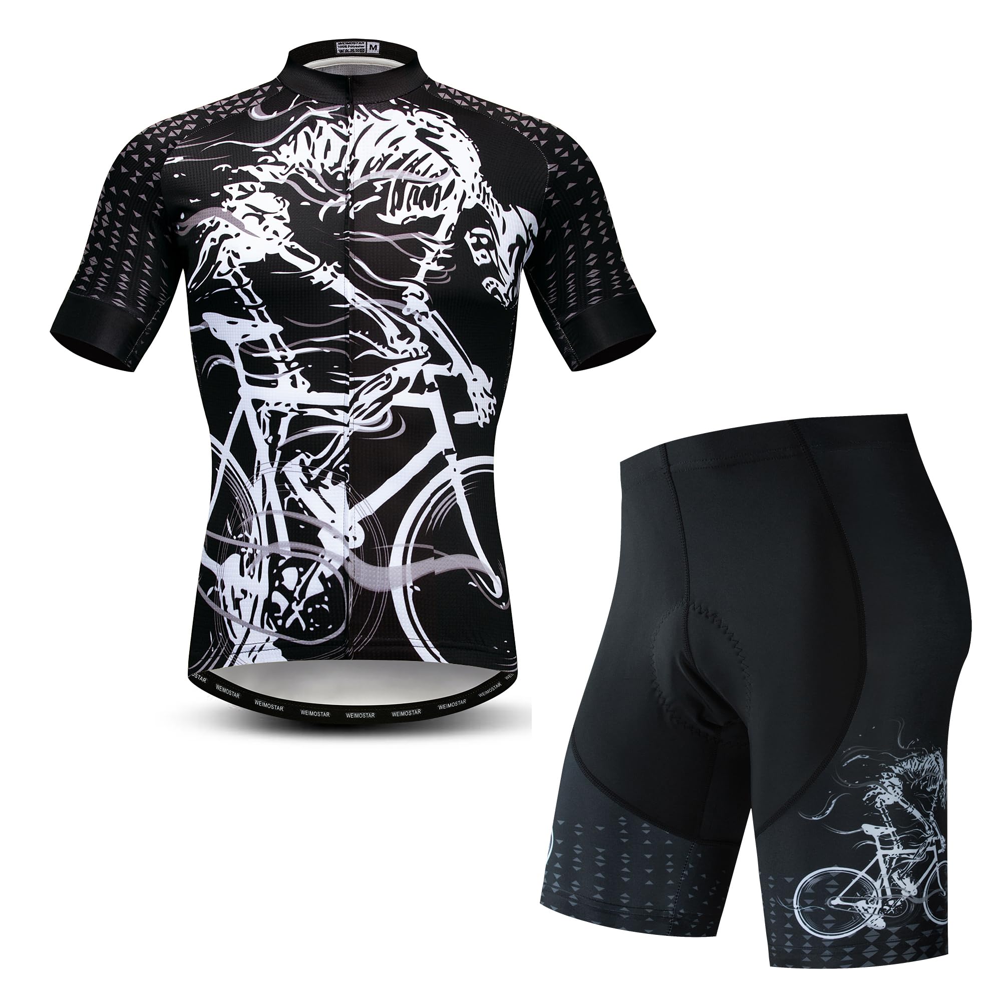 Hotlion Men's Cycling Jersey Sets Gel Pad Summer Bike Clothing Suit Breathable Bike Clothes with 3 Rear Pockets