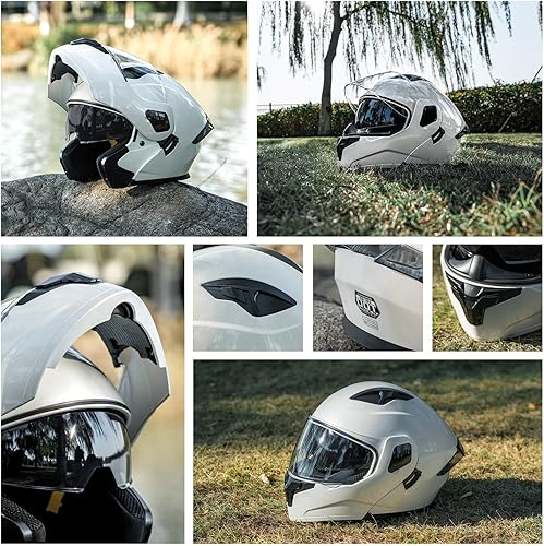 Miniatura 9 de Casco modular para motocicleta de adultos, con doble visera abatible, cara completa, aprobado por DOT para hombres, mujeres, moto, ATV, UTV, moto de