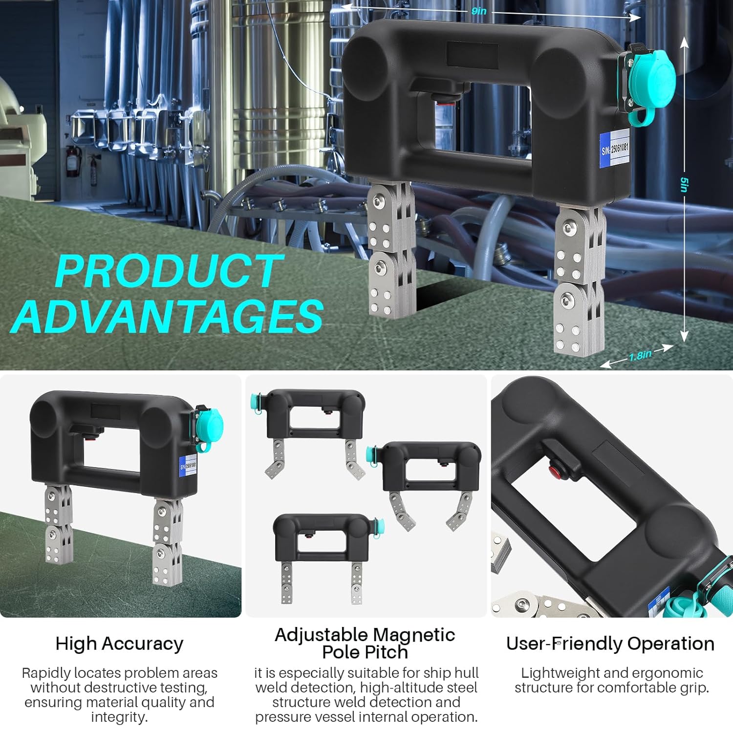 Portable Magnetic Particle Flaw Detector, Steel Weld Magnetic Particle Inspection for Confined Spaces and Industrial Use