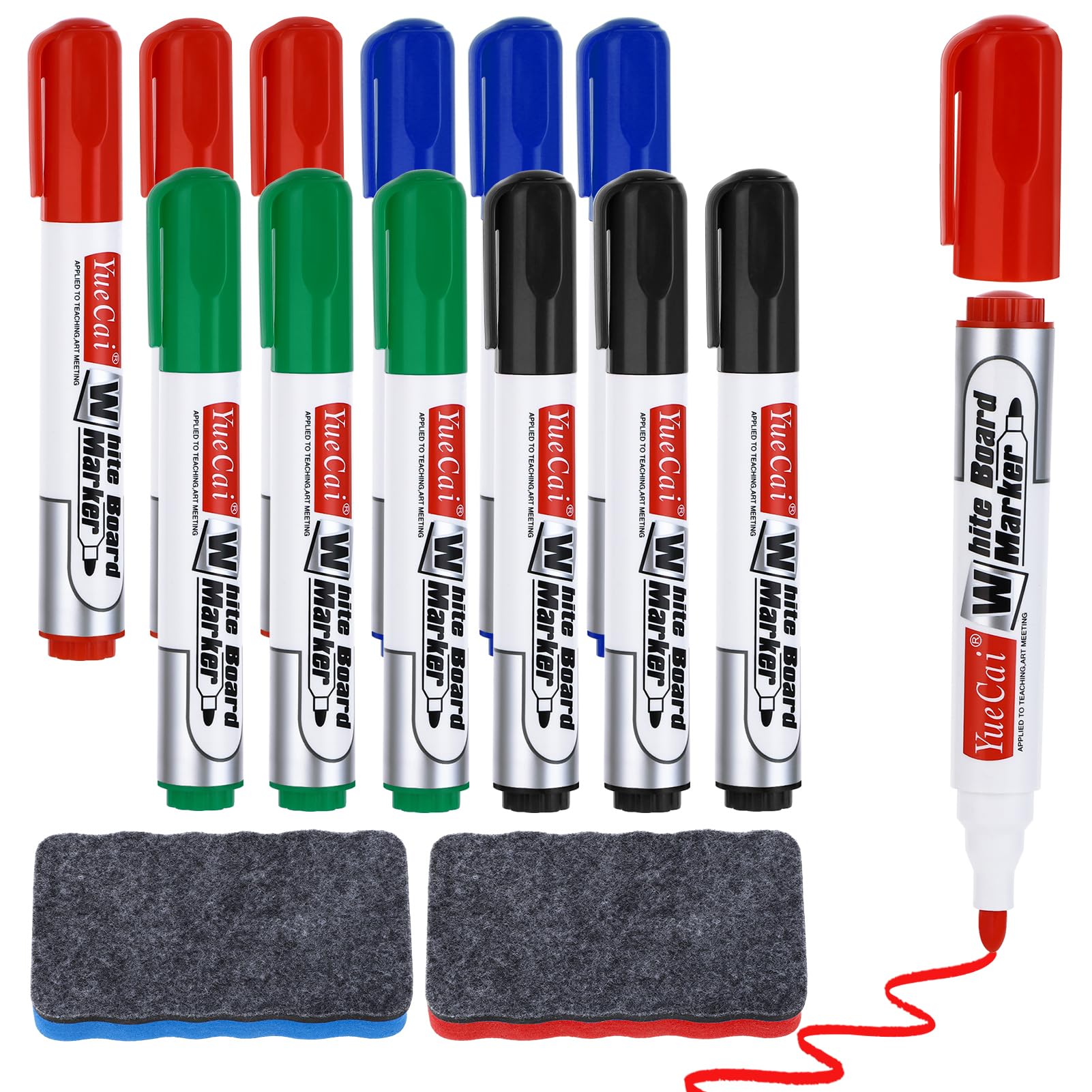 Zuimei 12PCS Whiteboard Pens Markers with 2PCS Magnetic Erasers