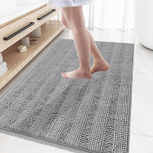 Miniatura 161 de Grandaily - Alfombras de baño de felpilla a rayas, extragruesas y absorbentes, antideslizantes, con fibras largas y suaves, lavables a máquina, para