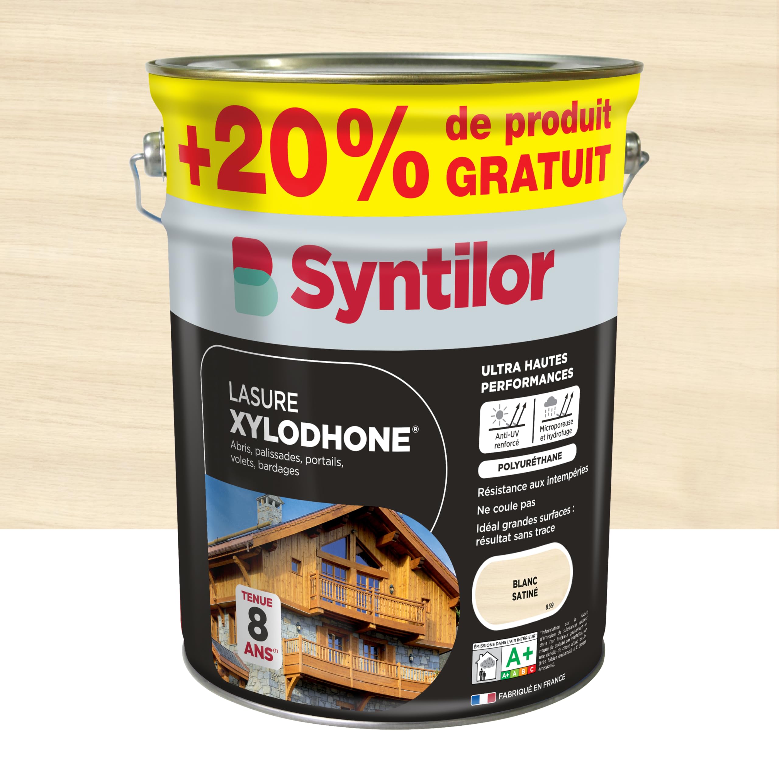 Syntilor - Lasure Xylodhone® Ultra Hautes Performances 8 Ans Blanc Satiné 5L+20%