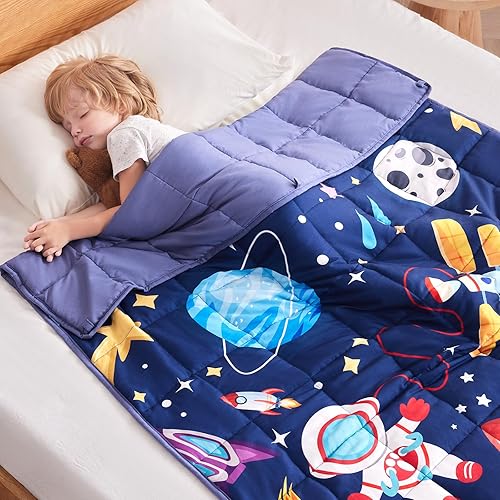 Miniatura 17 de anfie Manta con peso para niños (36"x48" 5 libras), manta con peso de enfriamiento para dormir, manta transpirable tamaño throw con cuentas de Gris