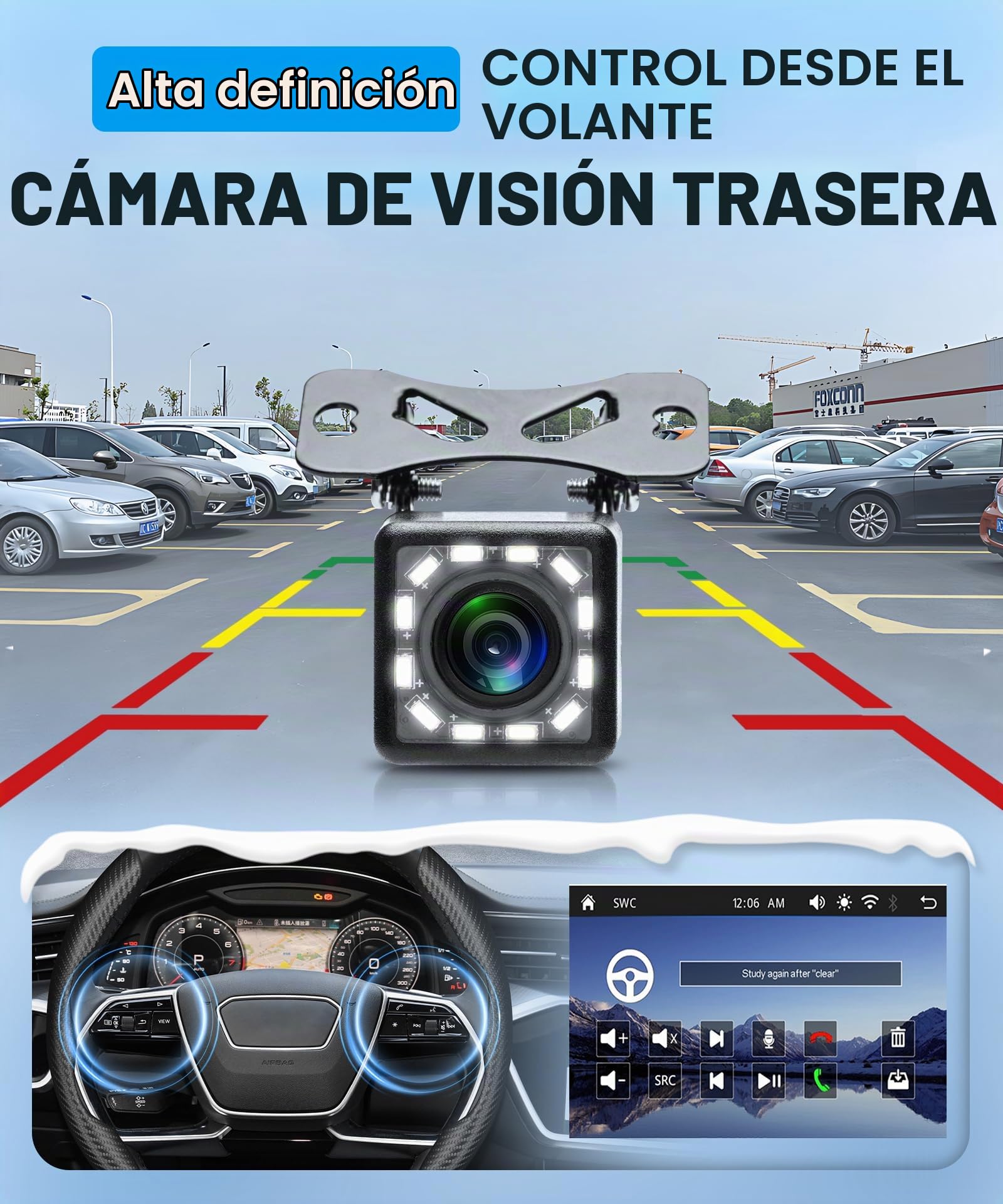 Inalámbrico Carplay Radio de Coche 2 DIN con You-Tube Android Auto, 7 Pulgadas Touchscreen Radio Coche con iOS/Android Mirror Link Bluetooth FM Radio USB/EQ/AUX Control del Volante Cámara Trasera