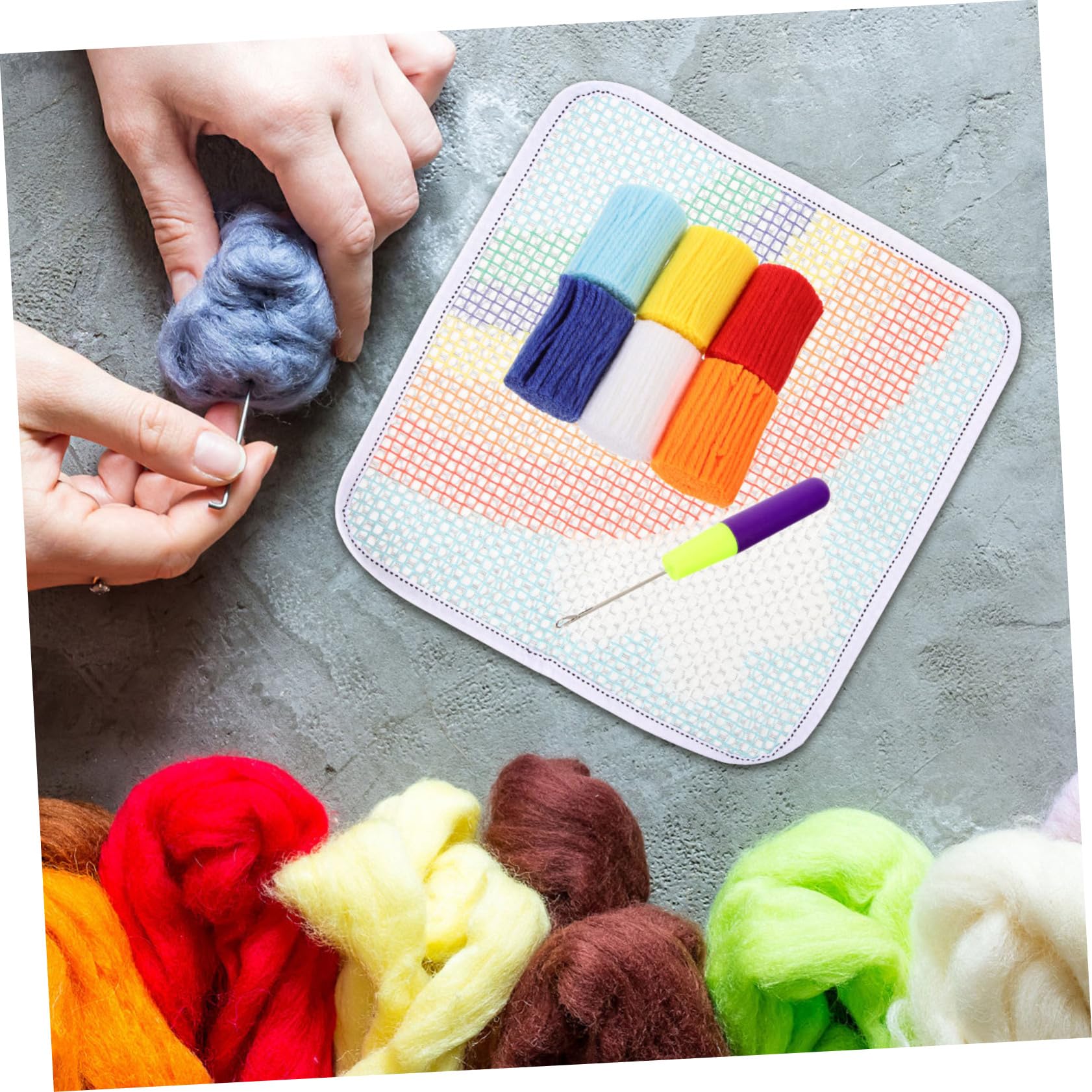 Tofficu 4 Juegos bordado de cojines embroidery kit decoração casa kits de animales de ganchillo hilo y aguja para bordar alfombra con gancho kit para hacer alfombras para principiantes