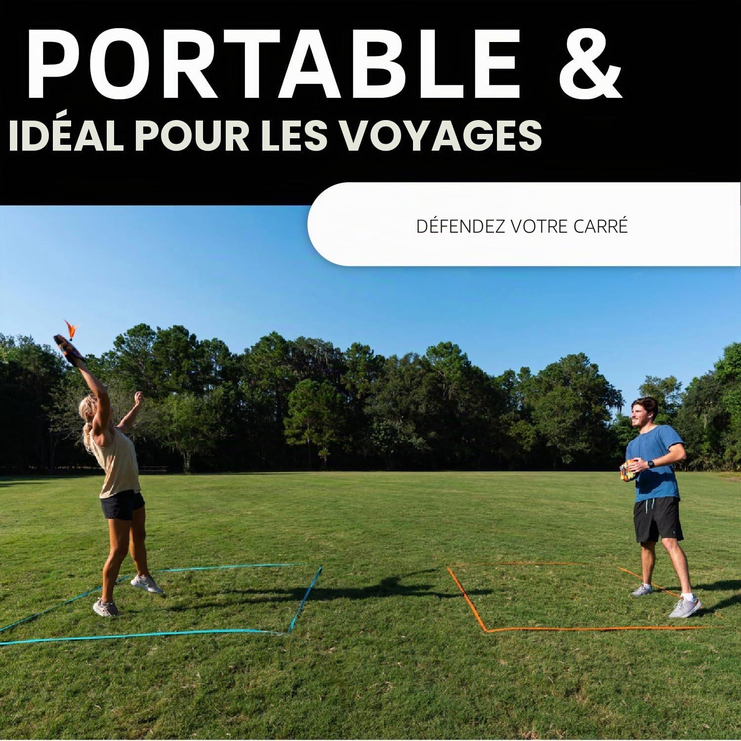 Waboba Battle Bird – Rethink Your Paddle Game – Ensemble de Jardin Comprenant 2 pagaies Portables, 2 Petits Oiseaux et Un Terrain Facile à Installer avec des piquets – Dimensions 200 x 120 x 228 mm