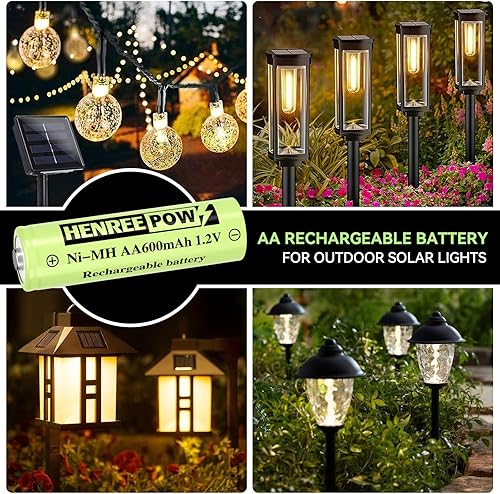 Miniatura 2 de Henreepow Baterías AA recargables de 1.2 V, baterías recargables AA de alta capacidad de 2000 mAh, capacidad real, 1500 ciclos de recarga, larga