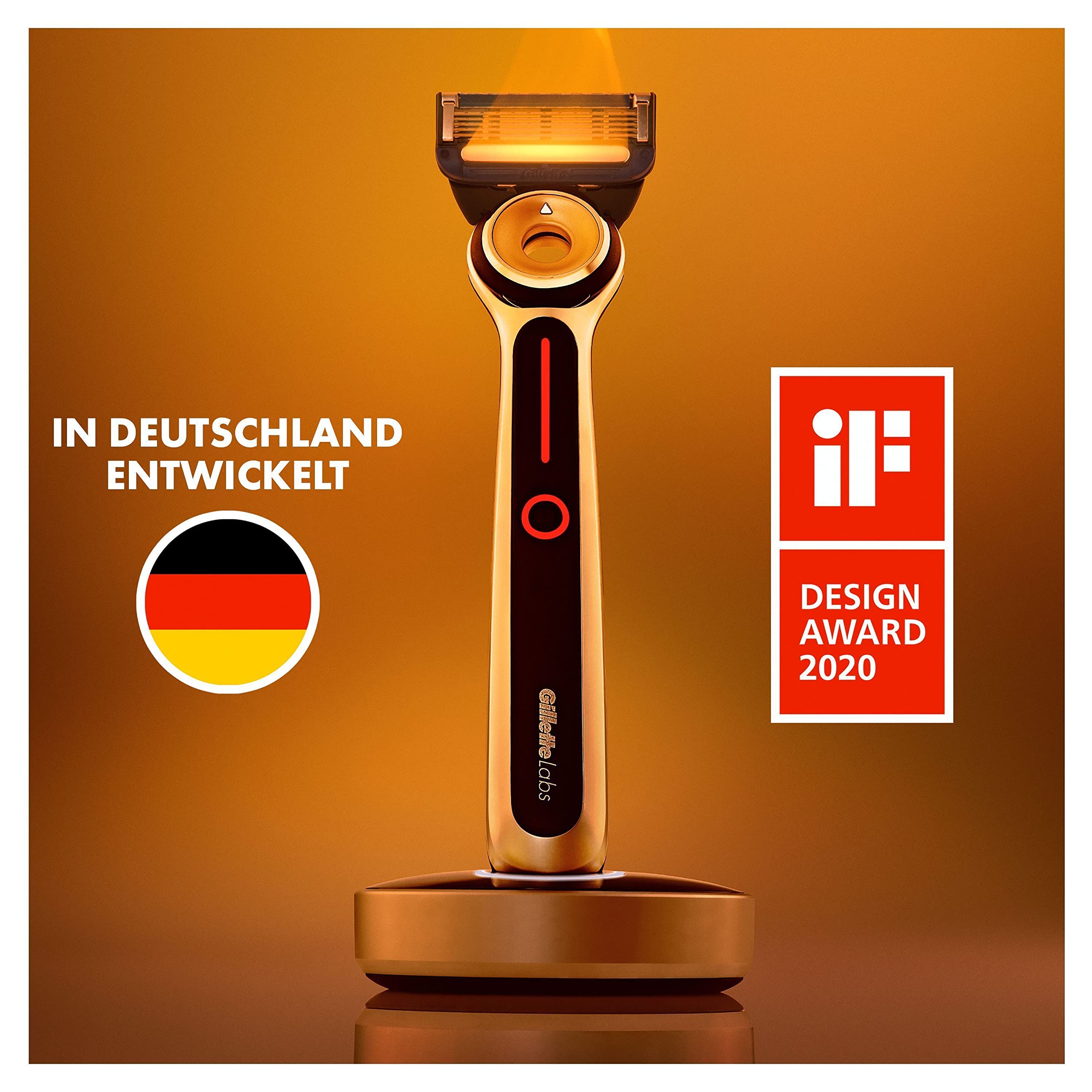Gillette Labs Heated Nassrasierer Herren, Rasierer + 2 Rasierklingen, Geschenk für Männer, Premium-Magnetdock