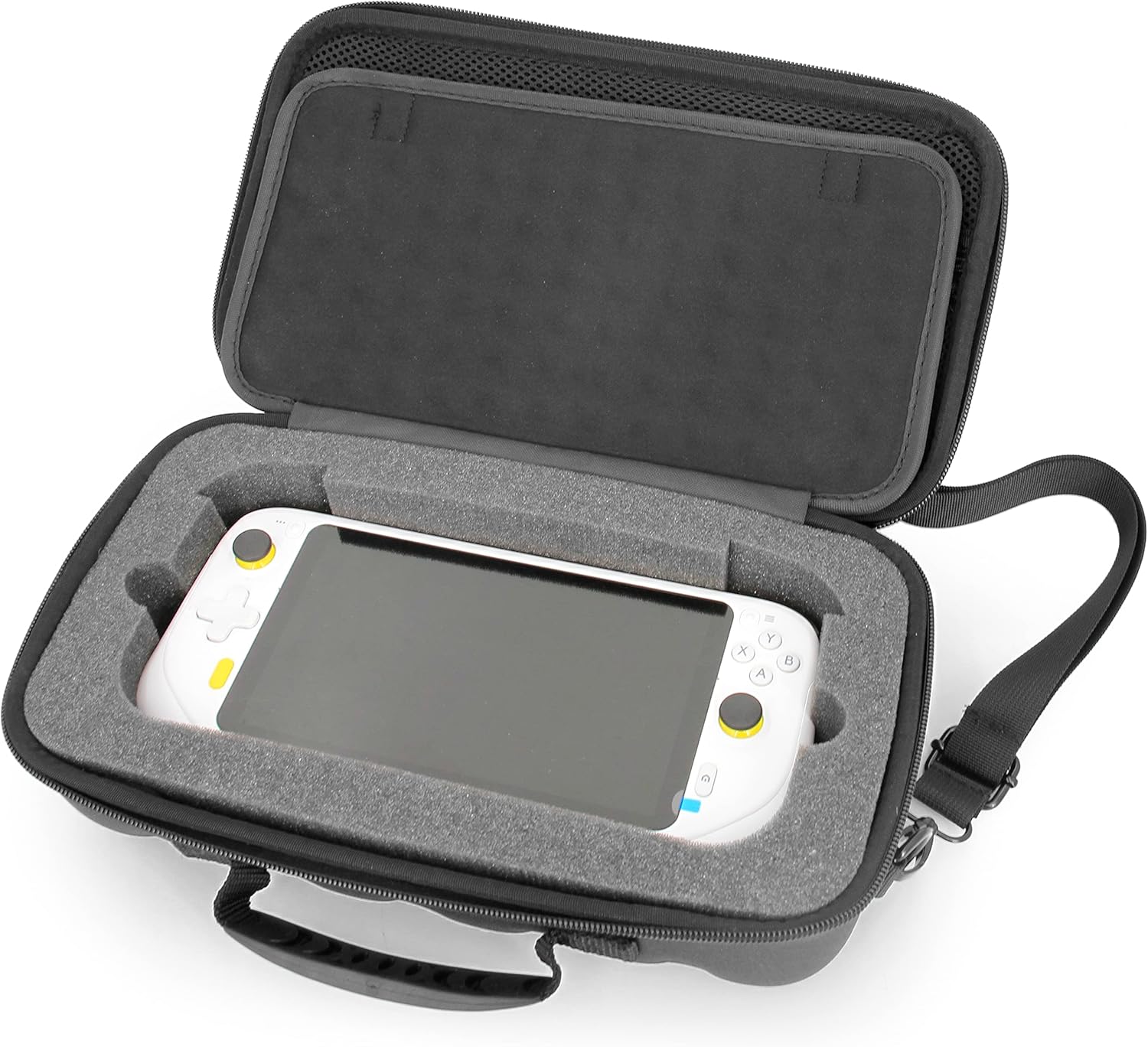 CASEMATIX Travel Case Compatible with Logitech G Cloud Gaming Handheld Console and Portable Handheld Gaming Accessories - Durable Exterior, Precision Cut Impact Resistant Foam, Shoulder Strap