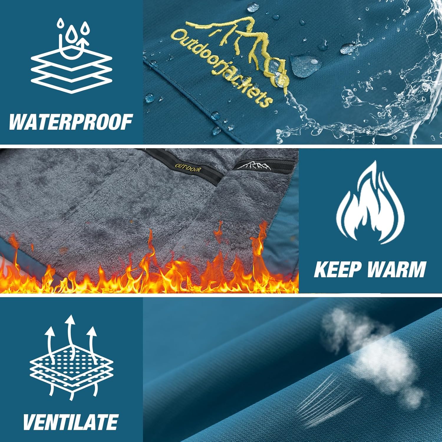 Men's Winter Ski Jacket Warm Waterproof Fleece Liner Snow Coat Hooded Windproof Mountain Raincoat - Image 5