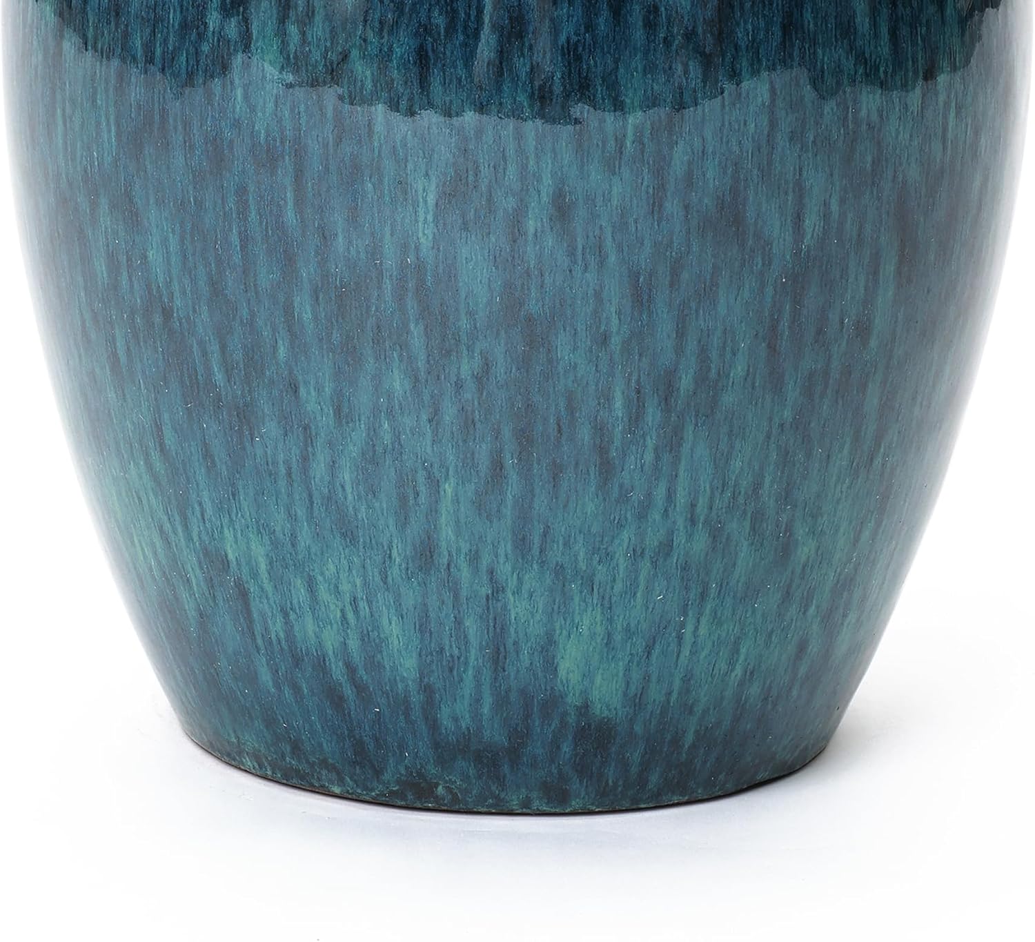 LuxenHome 12" Dia Blue Ceramic Pots for Plants, Large Indoor Outdoor Plant Pot with Drainage Hole and Rubber Plug, Modern Glazed Ceramic Planter Pot for Home Patio Garden