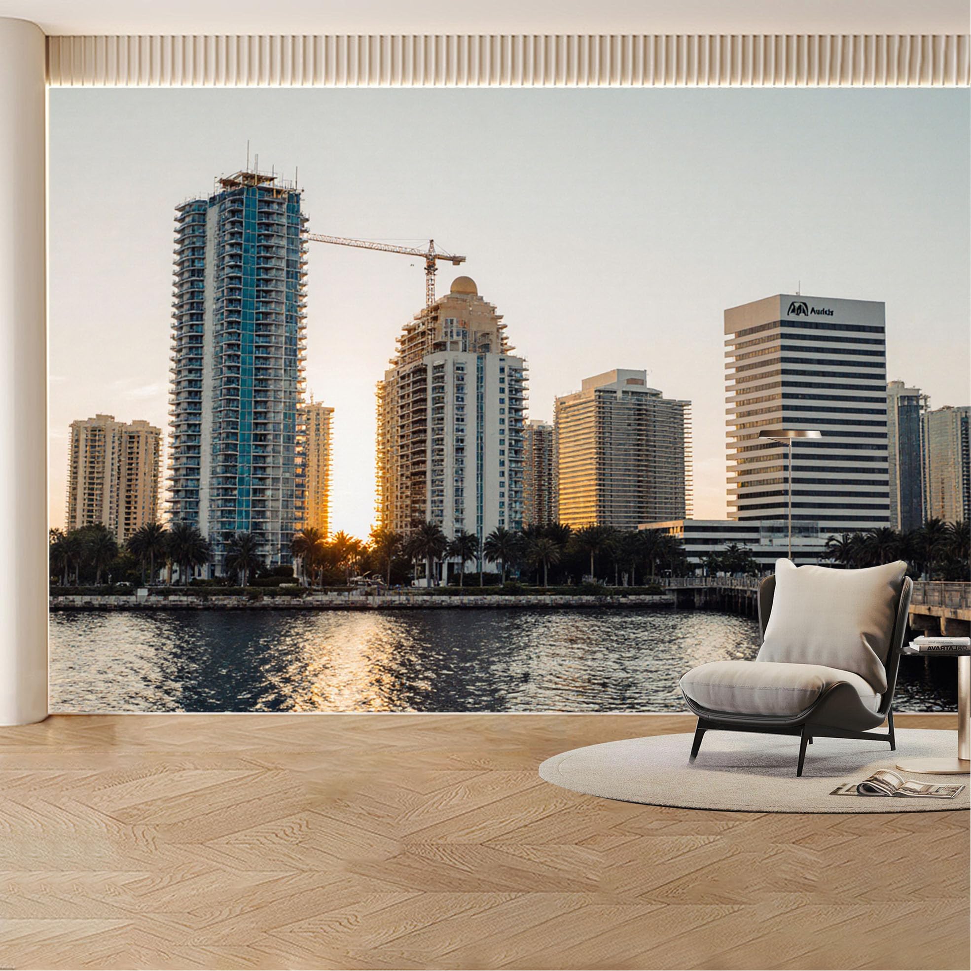 Custom Wall Mural Wallpaper City Skyline Landscape Modern Wall Decor Large Wall Art Sunset Urban Style Removable SelfAdhesive Large Photo for Living Room， Bedroom， Office