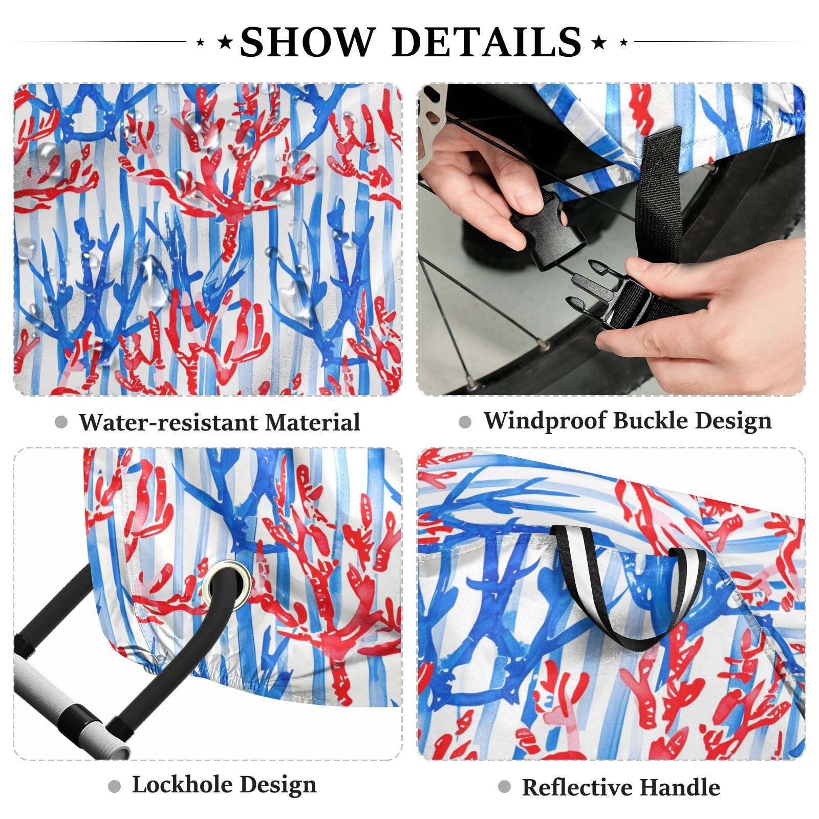 Coperture per moto da esterno impermeabile con motivo corallo rosso e blu