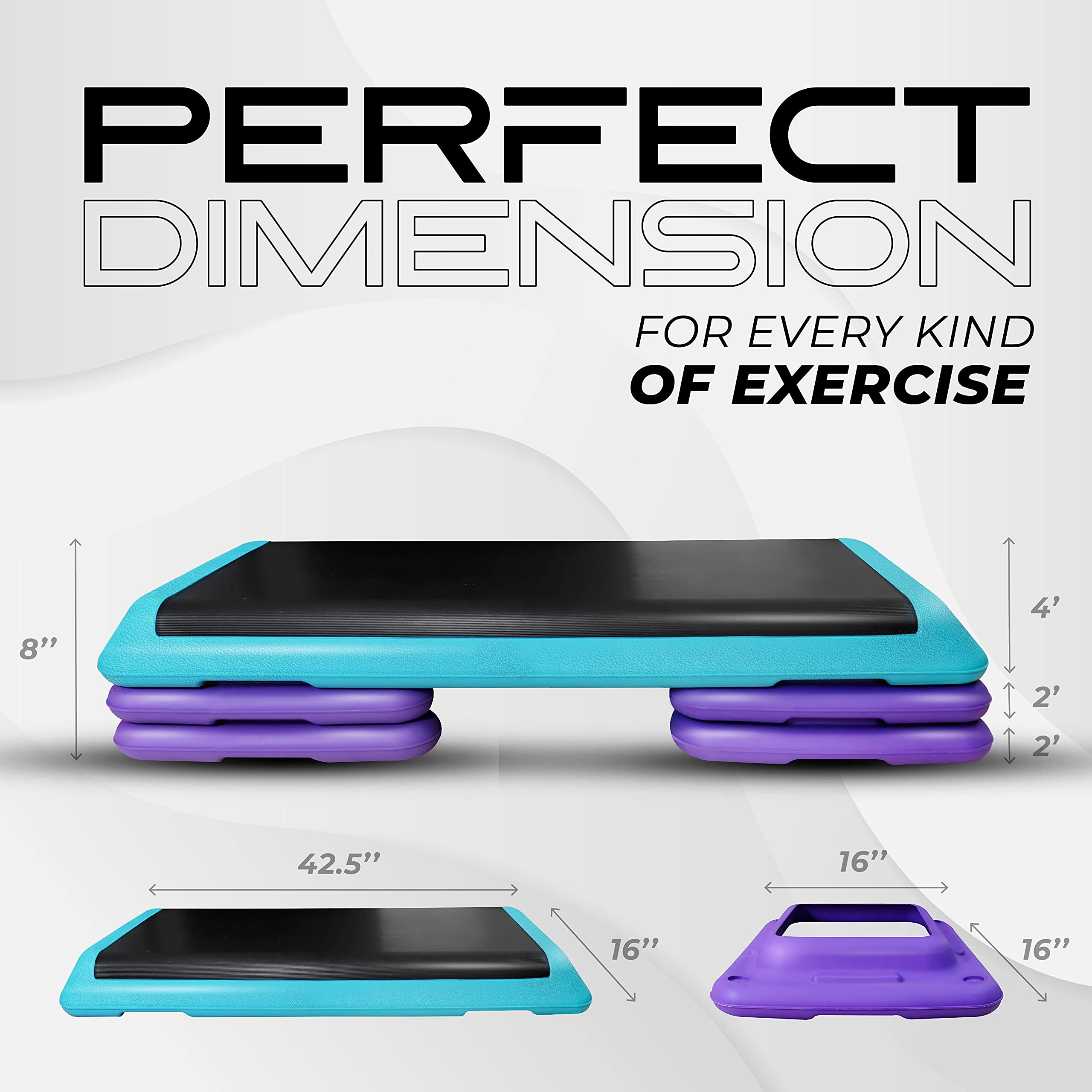 Yes4All Aerobic Stepper Marche d'exercice avec 3 Hauteur réglable 10cm 15cm 20cm Plateforme de marche - Stepper de fitness pour la maison et le gymnase, aérobic, cardio, poids et haltères, yoga