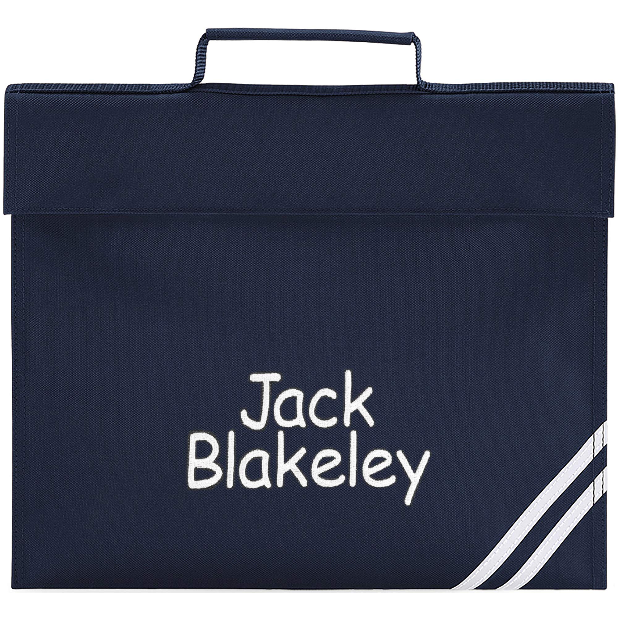 Teddyts Navy Blue Personalised Embroidered Name School Book Bag (Navy Blue)