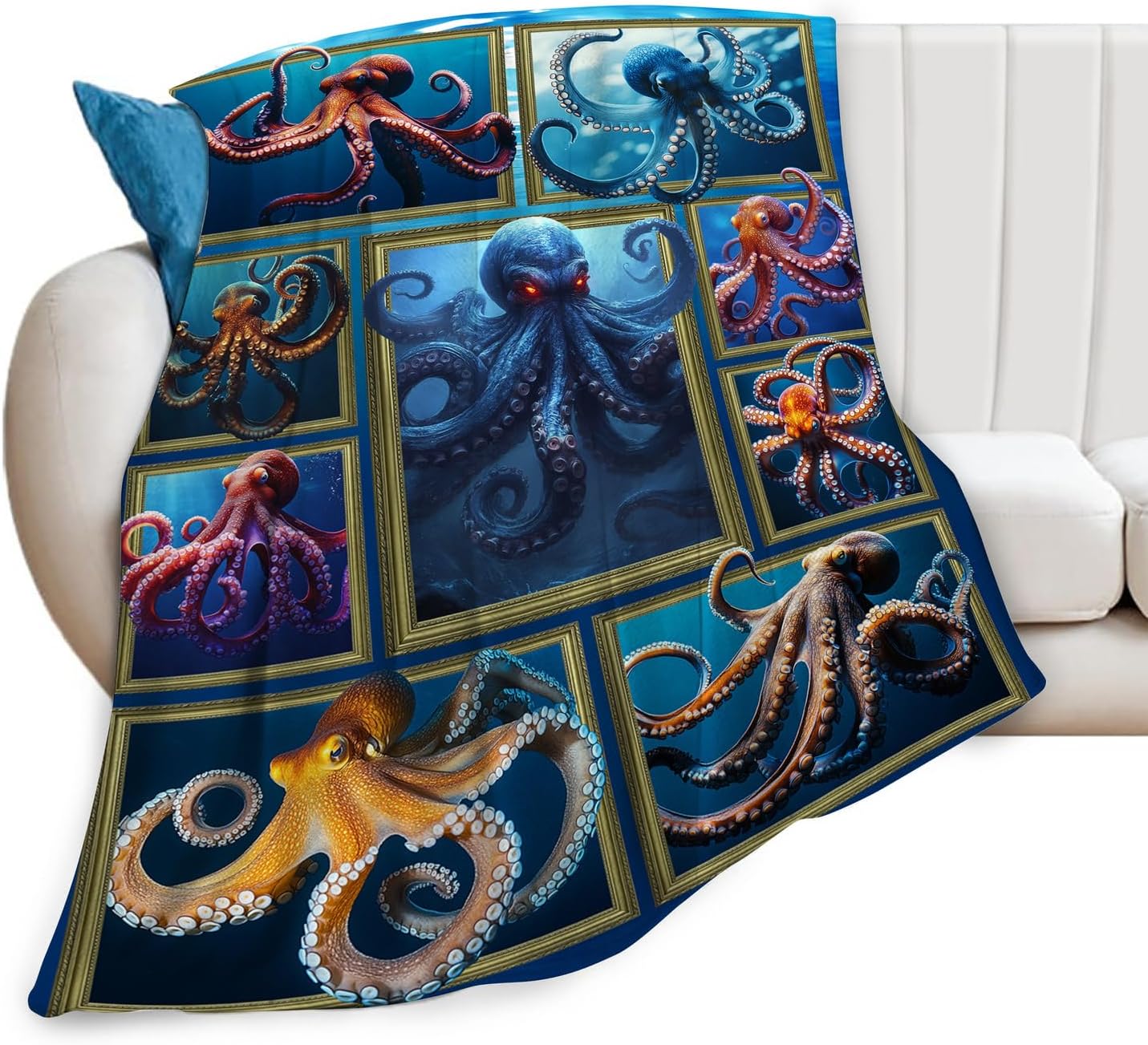 Octopus Throw Blanket Ultra Soft Cozy Marine Life Octopus