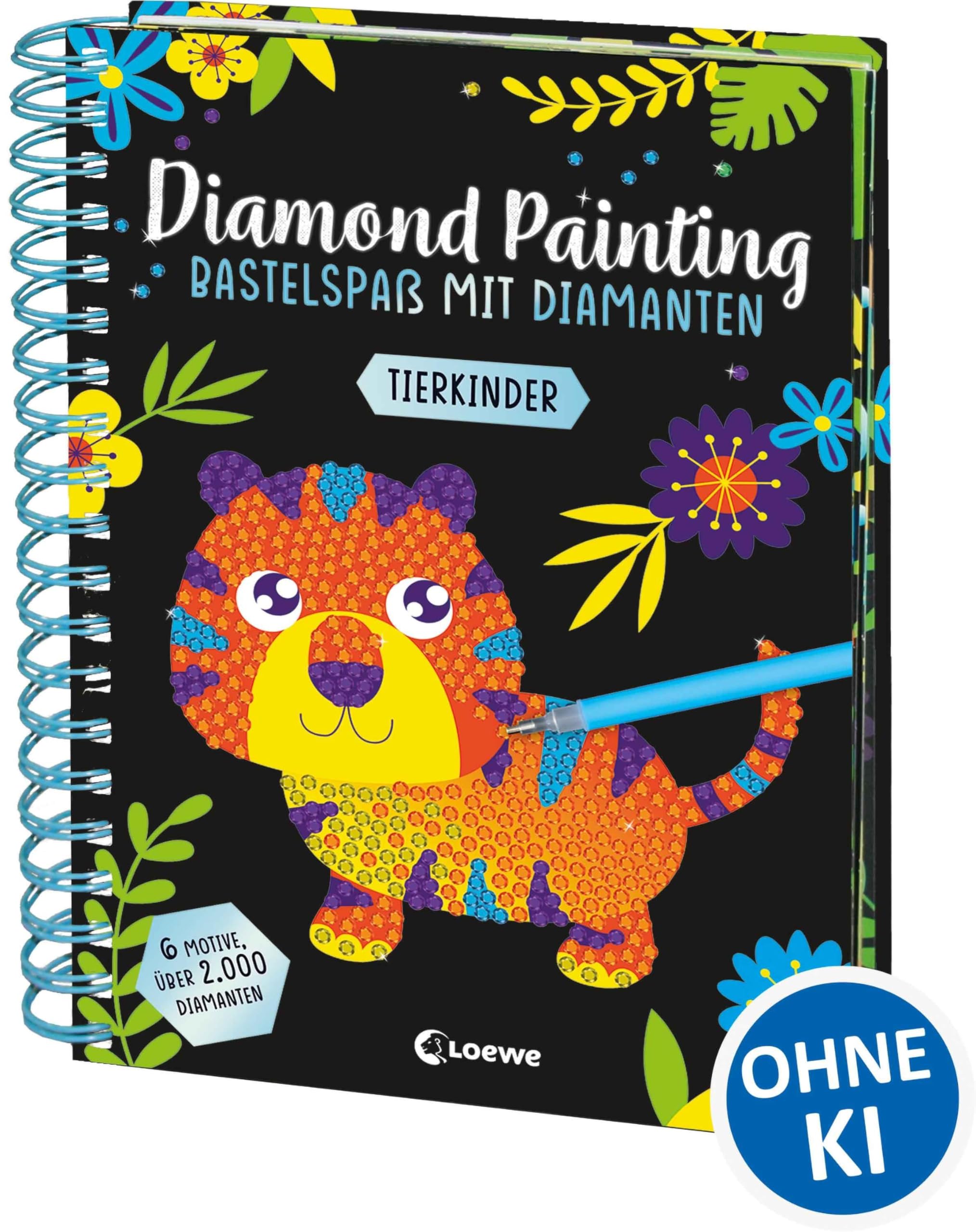 Diamond Painting - Bastelspaß mit Diamanten - Tierkinder: Crystal Art mit 6 Motiven und über 2.000 Diamanten - Gestalte Bilder nach dem Malen-Nach-Zahlen-Prinzip - Ab 8 Jahren