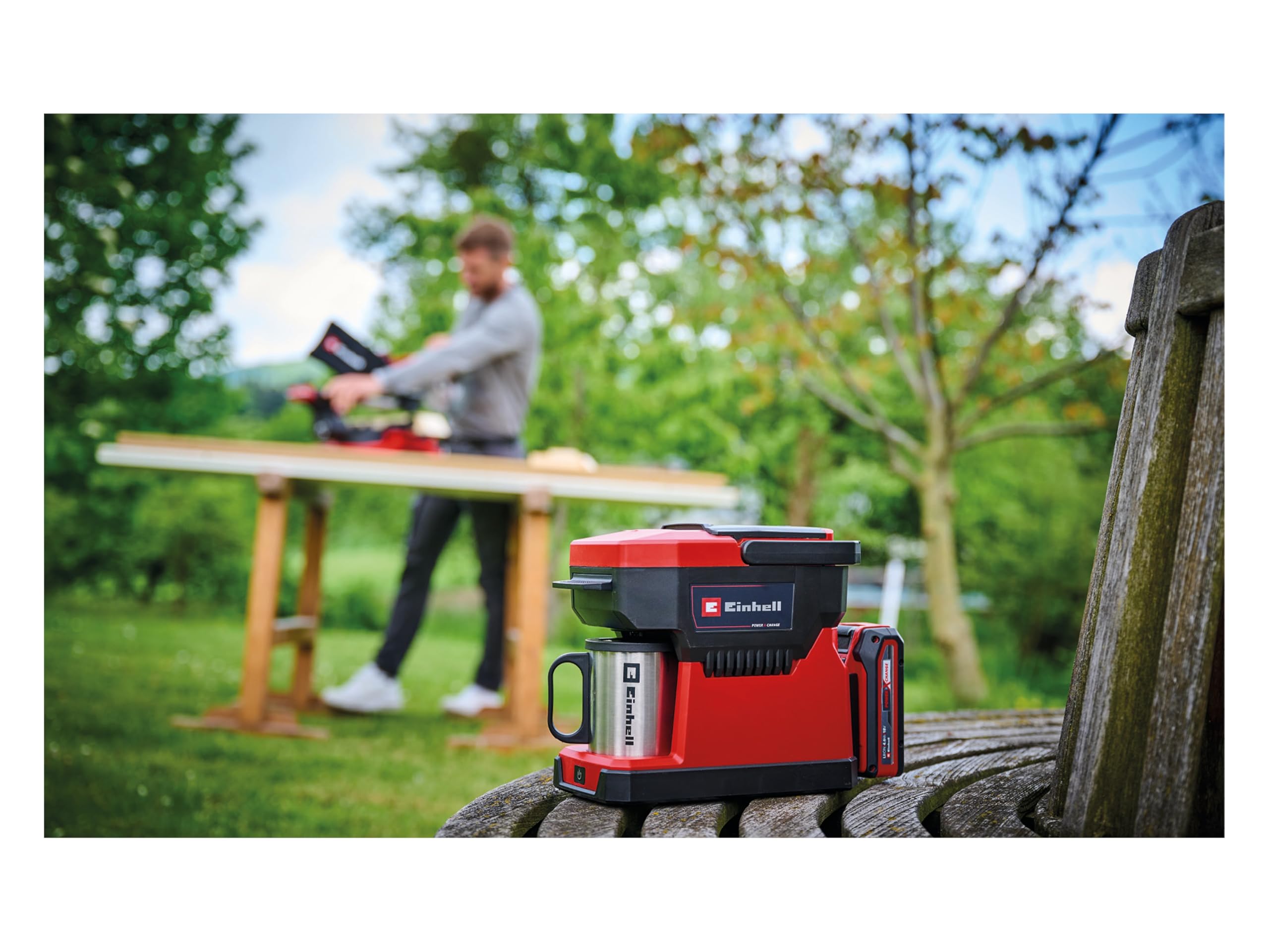 Einhell TE-CF 18 Li-Solo Power X-Change - Caffettiera a batteria 18 V, 240 ml, per caffè e cialde di caffè con coperchio, senza batteria